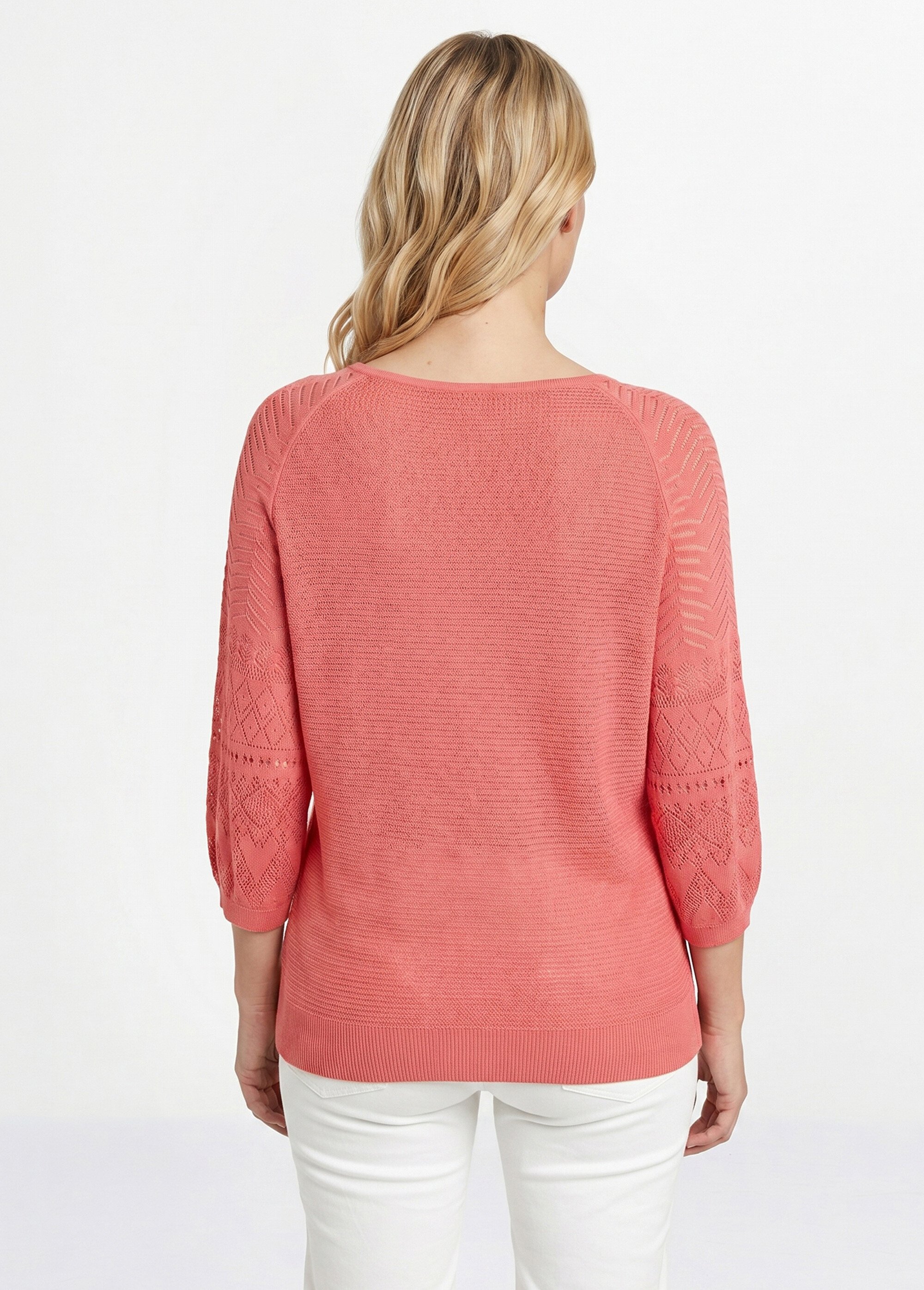Pull léger manches 3/4 raglan col rond Femme Rose MARENA DO1