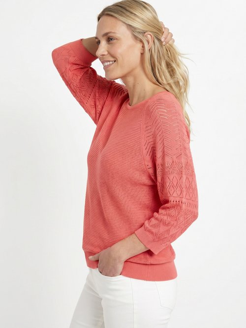 Pull léger manches 3/4 raglan col rond Femme Rose MARENA MV1