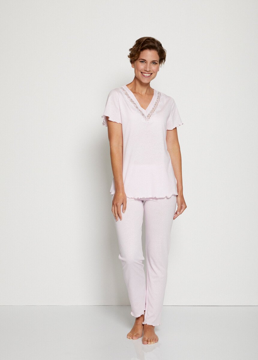 Pyjama détails tulle brodé