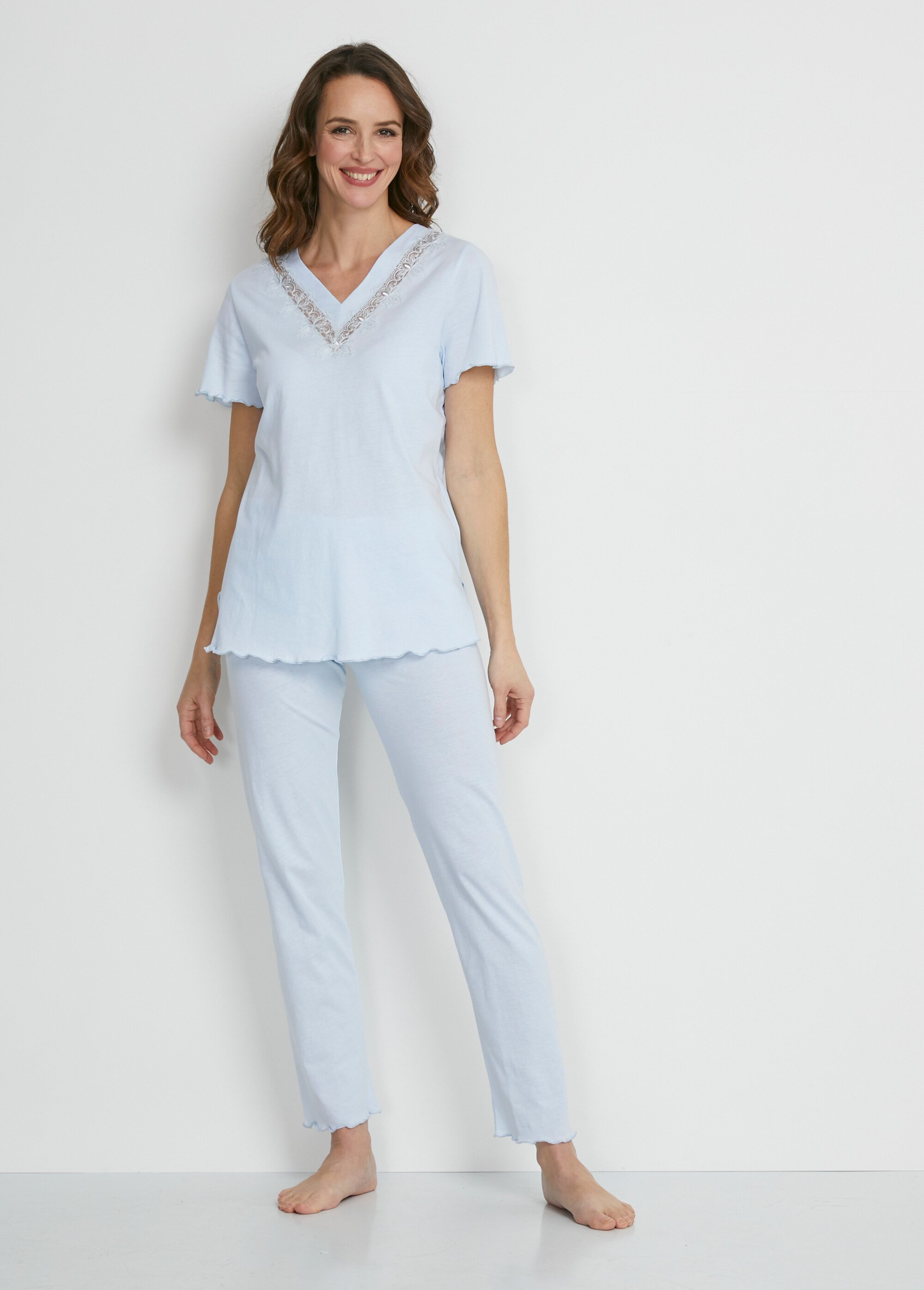 Pyjama détails tulle brodé