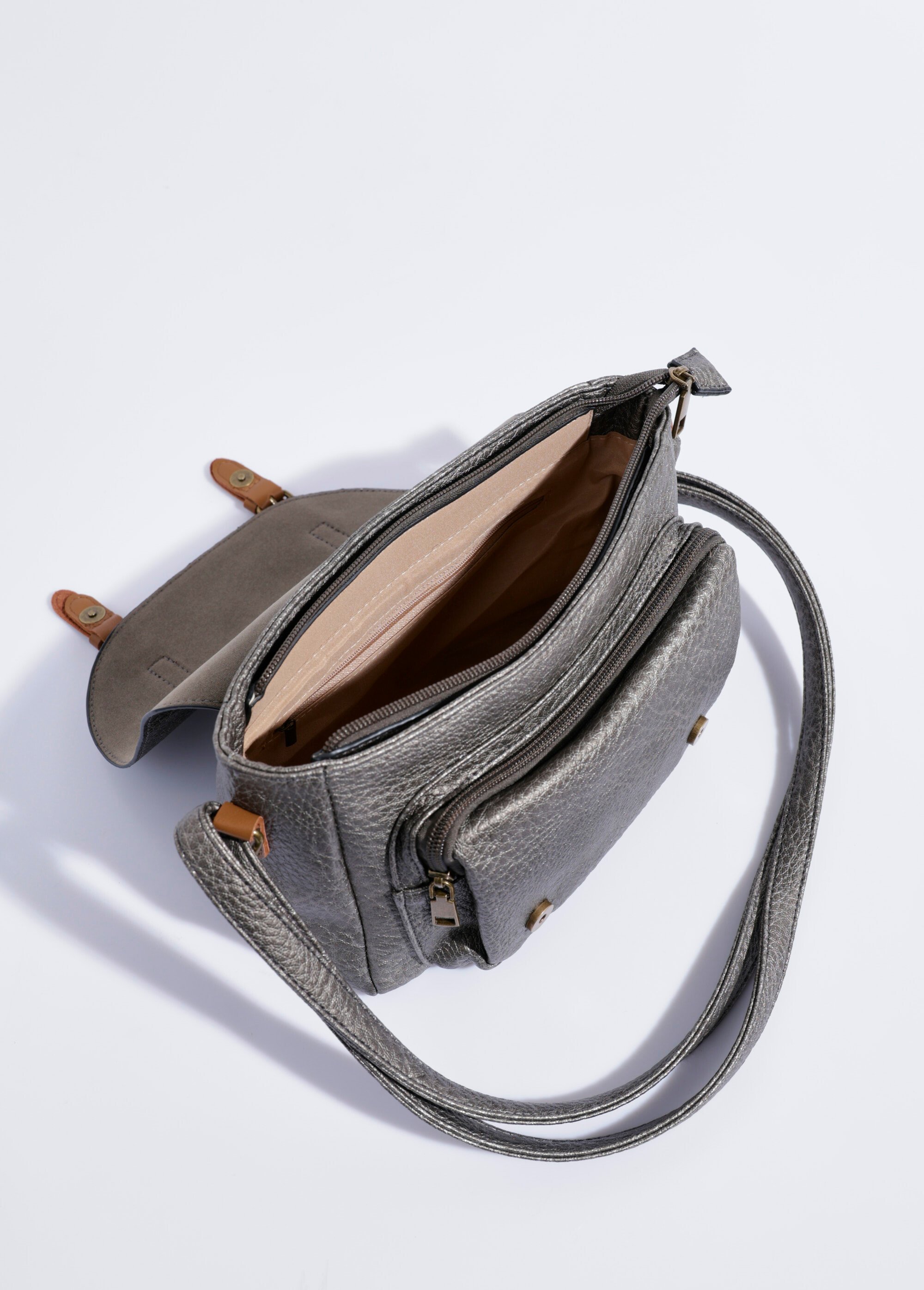 Sac besace simili cuir avec bandoulière Femme Marron BAG-M337 DE2