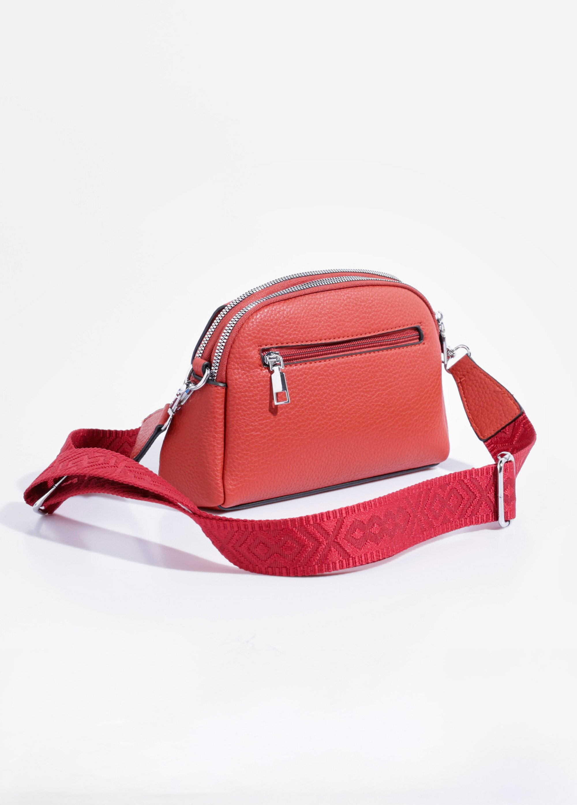 Sac simili cuir grainé et bandoulière Femme Rouge BAG-M220GR DO1