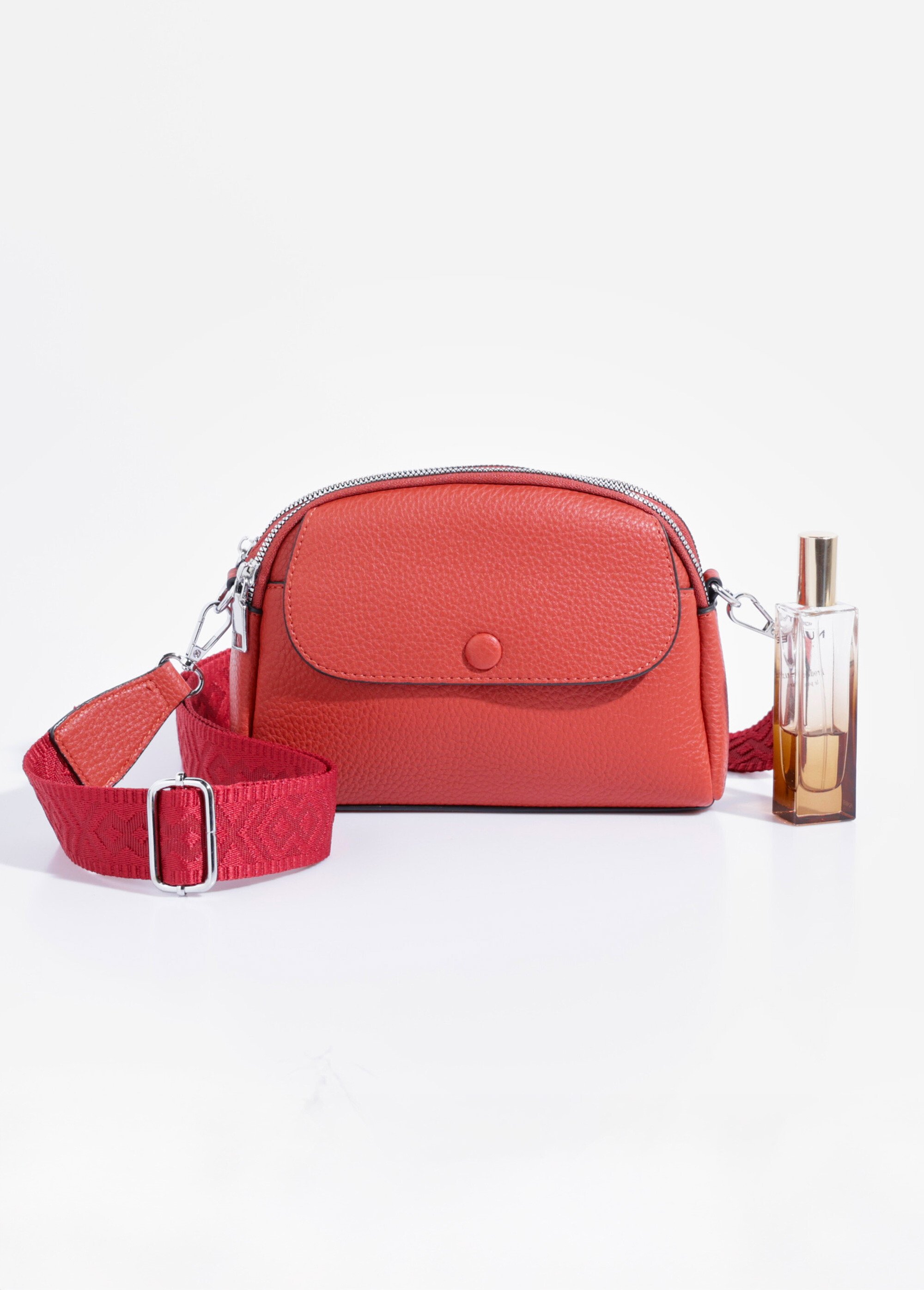 Sac simili cuir grainé et bandoulière Femme Rouge BAG-M220GR FA1
