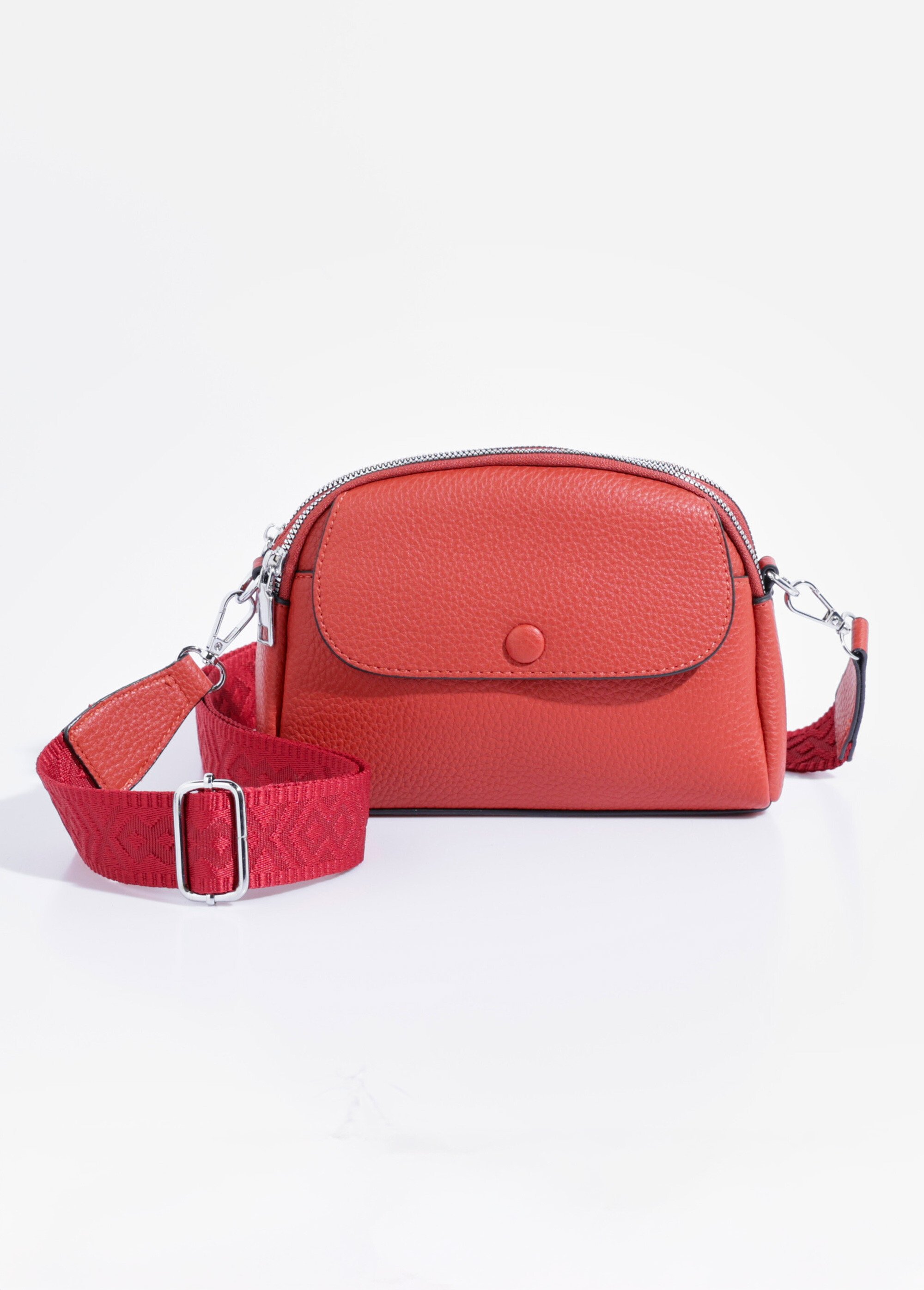 Sac simili cuir grainé et bandoulière Femme Rouge BAG-M220GR FA2