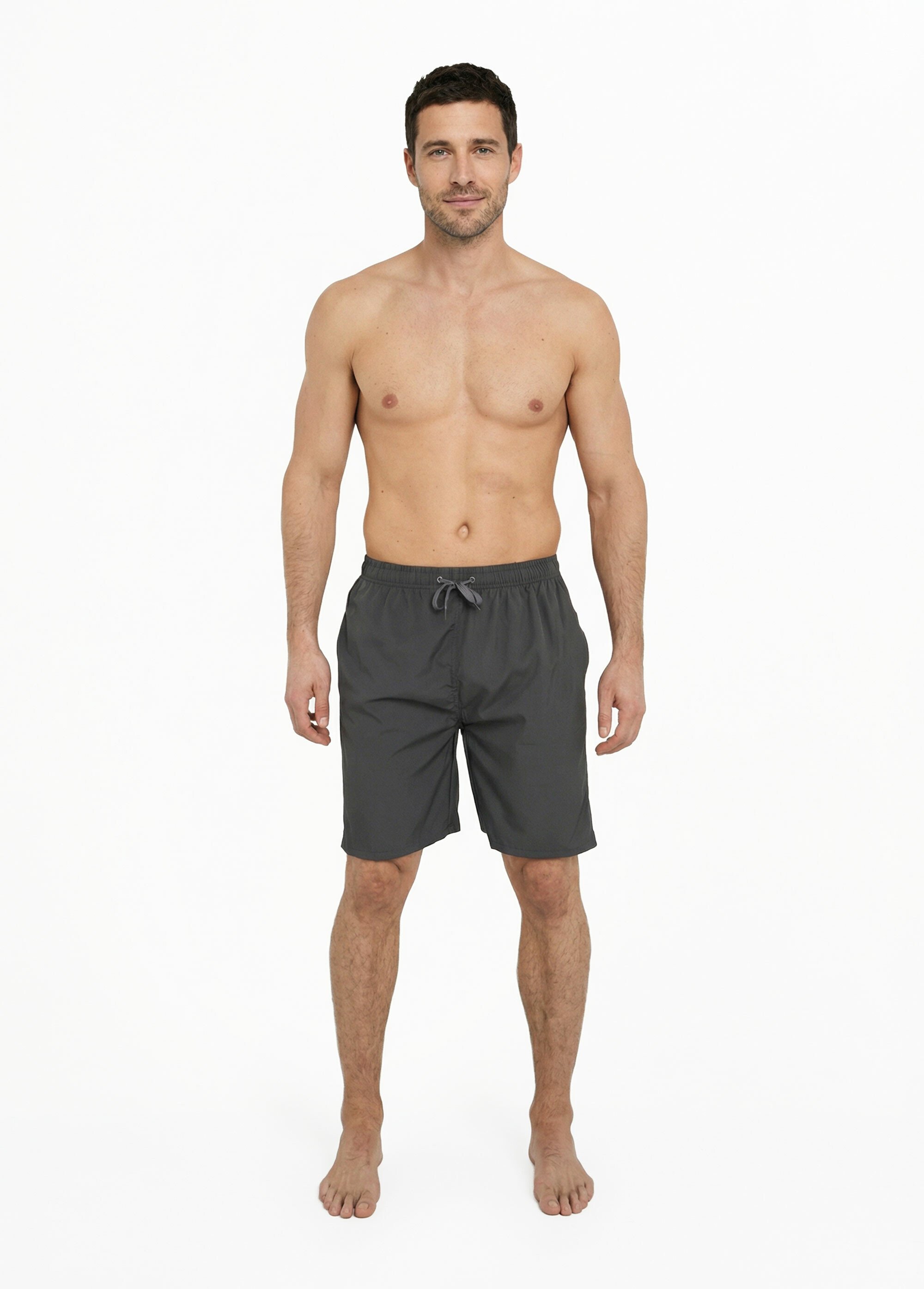 Short de bain taille élastiquée et liens Homme GRIS FONCE DYL1652 SF1