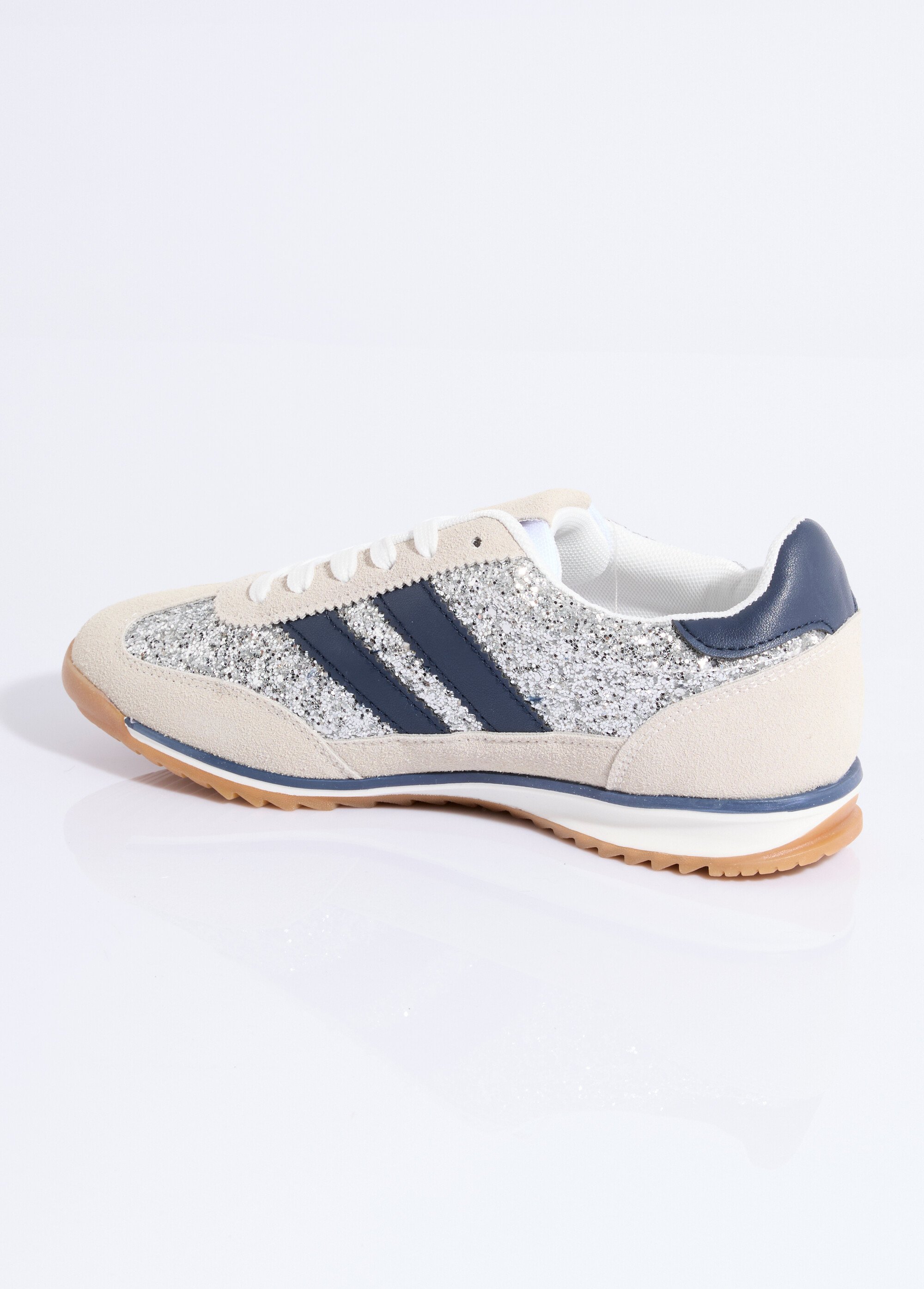Sneakers inspiration rétro, à paillettes Femme Argenté ERY-9177 DO1