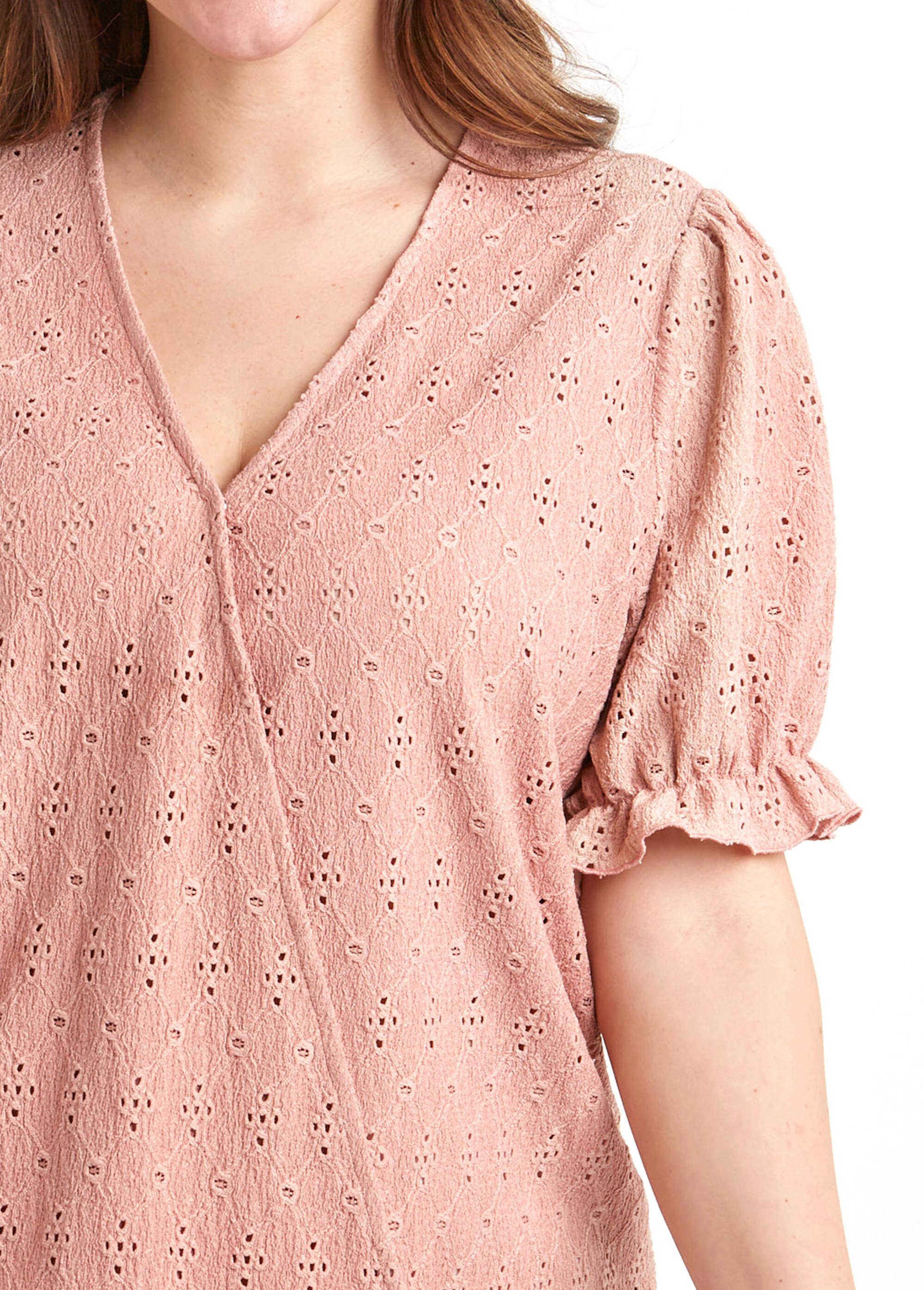 T-shirt cache-coeur blousant broderie