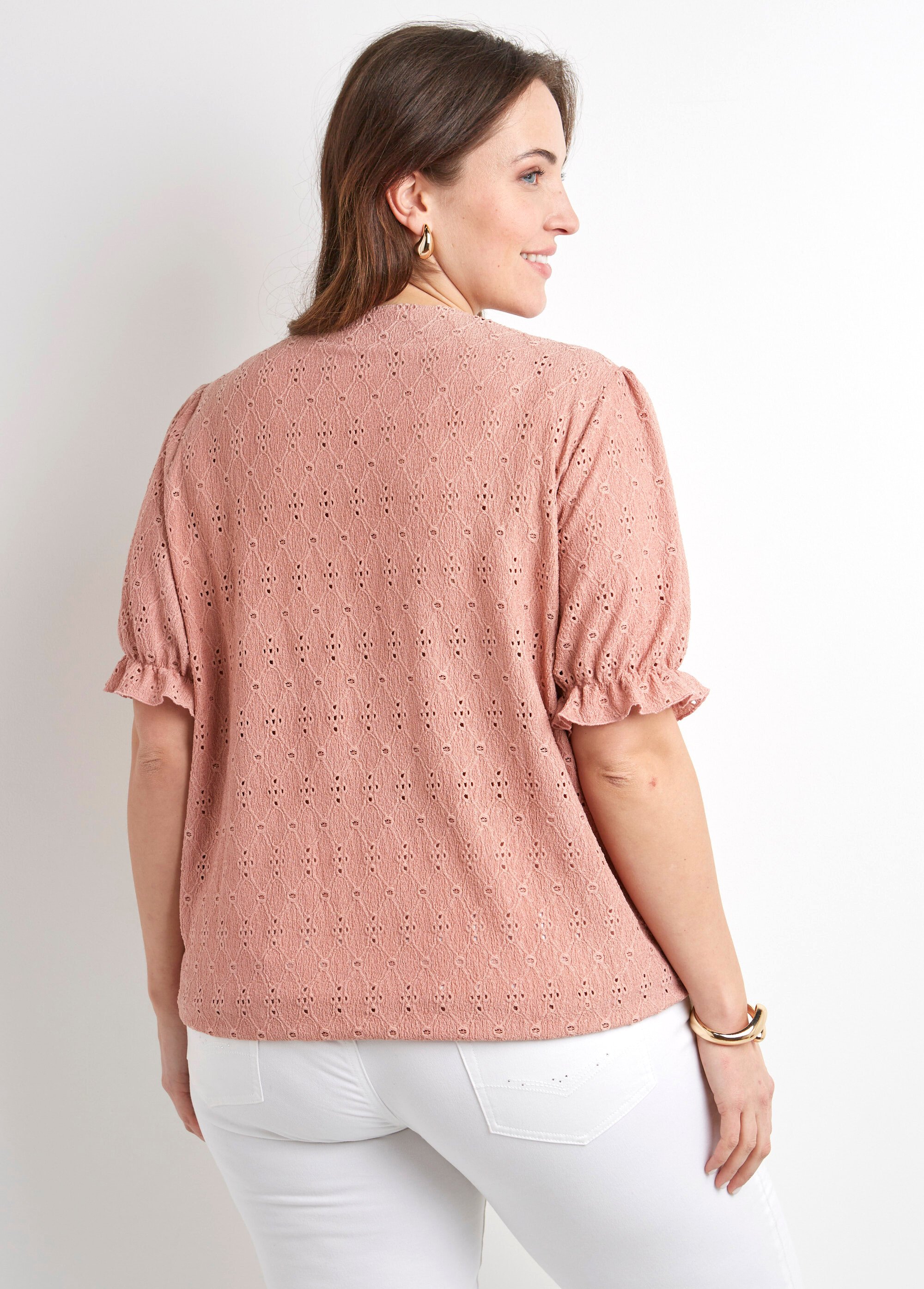T-shirt cache-coeur blousant broderie