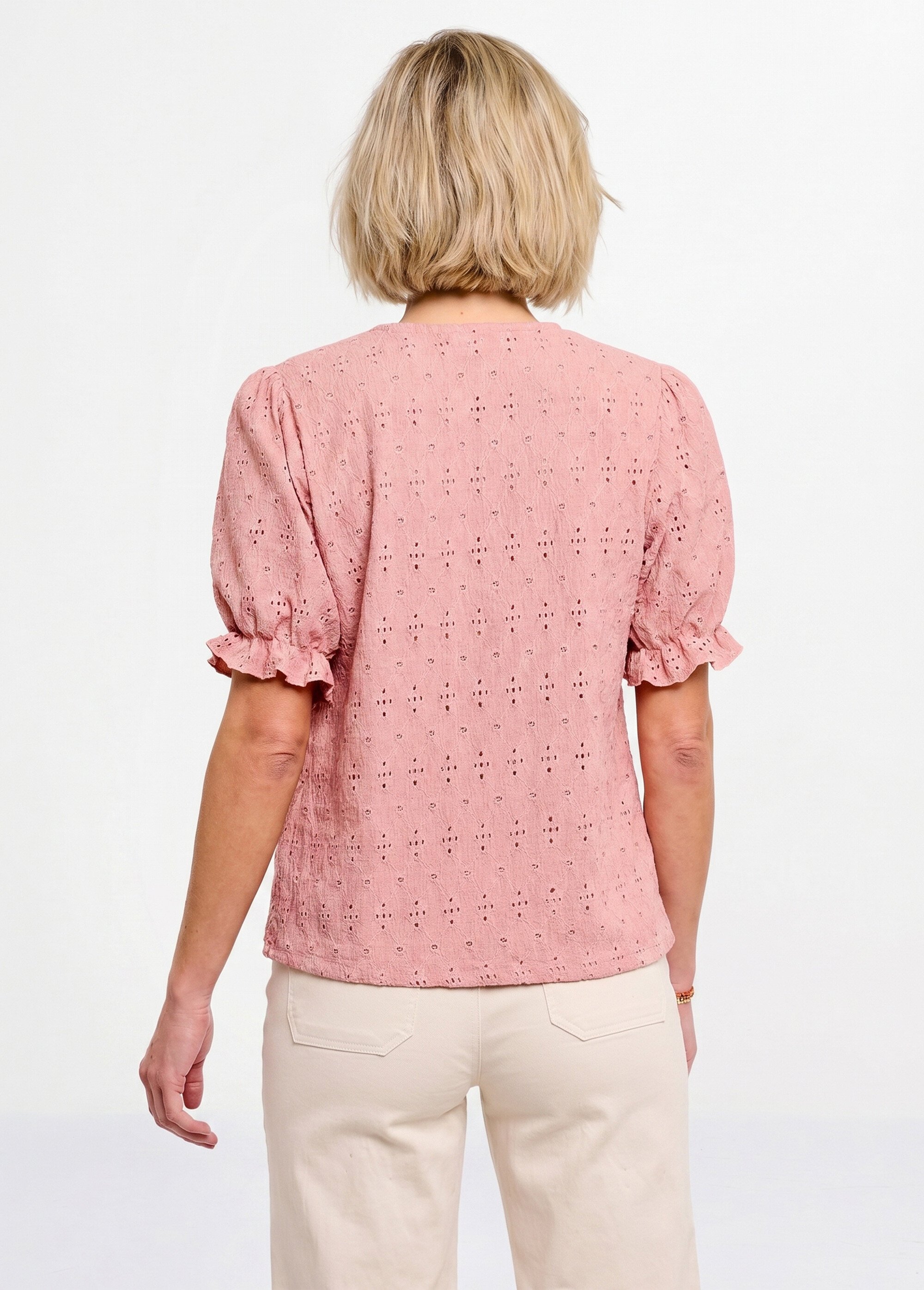 T-shirt cache-coeur blousant broderie Femme Rose CAMARILLA DO1