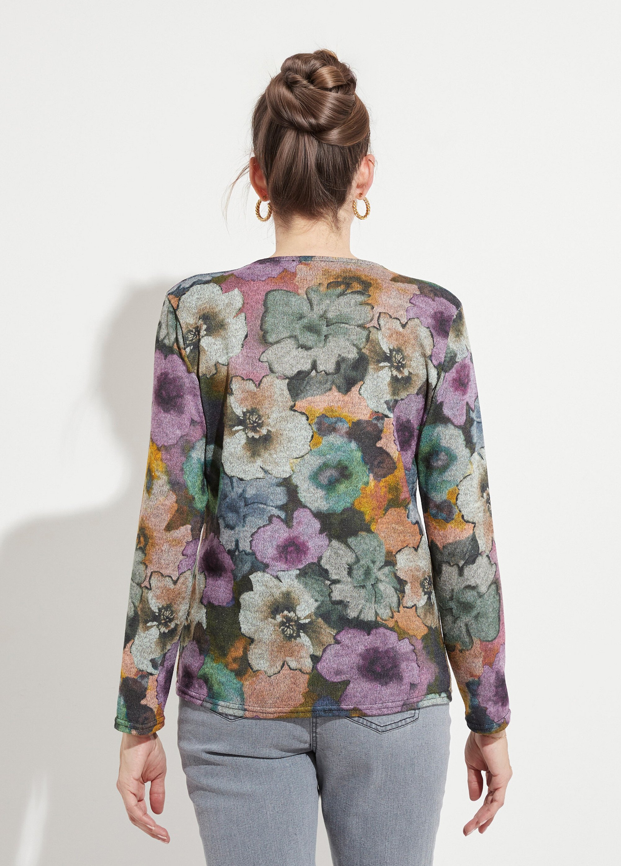 T-shirt chaud imprimé encolure ronde bijou