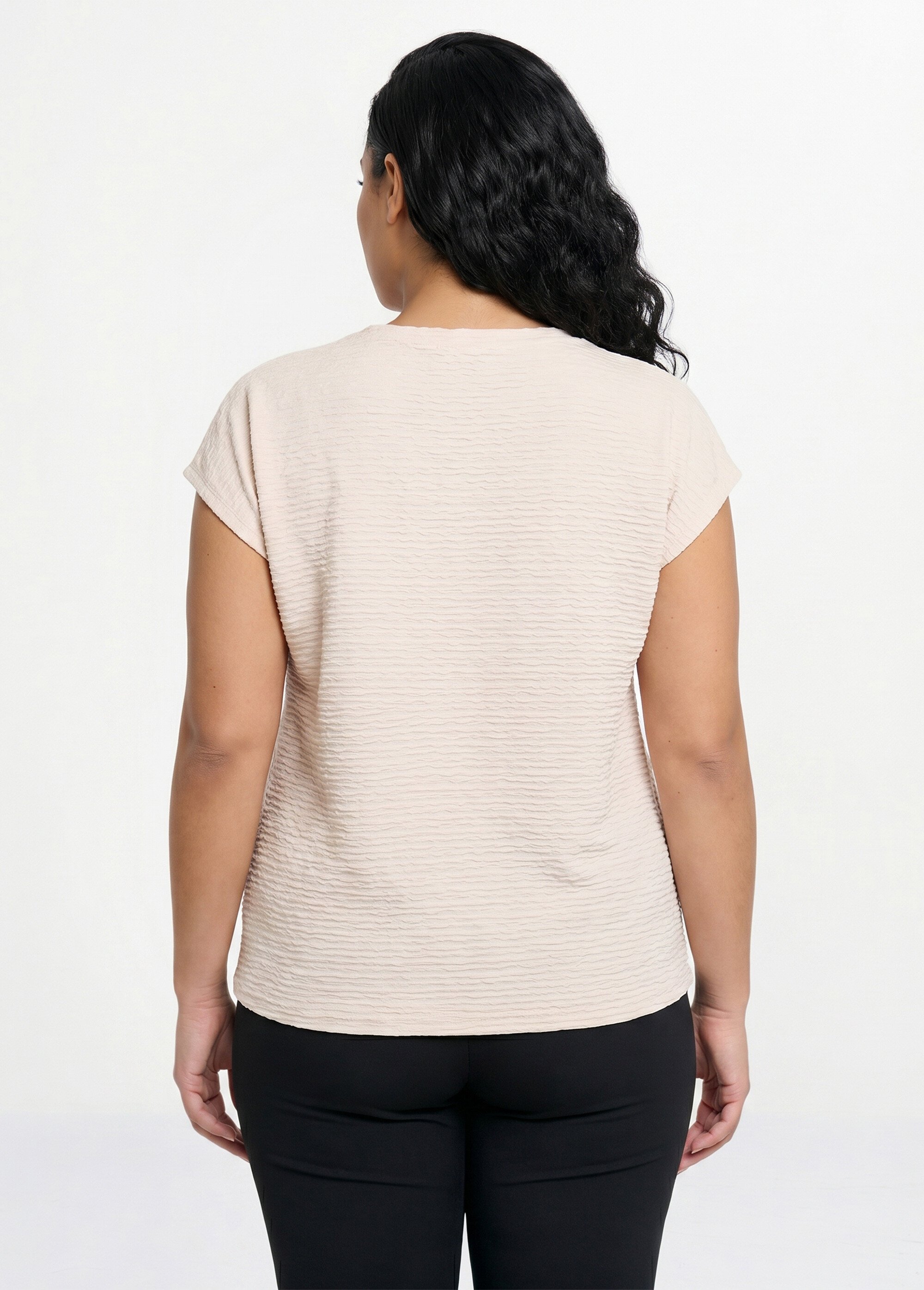 T-shirt col chemise uni manches courtes