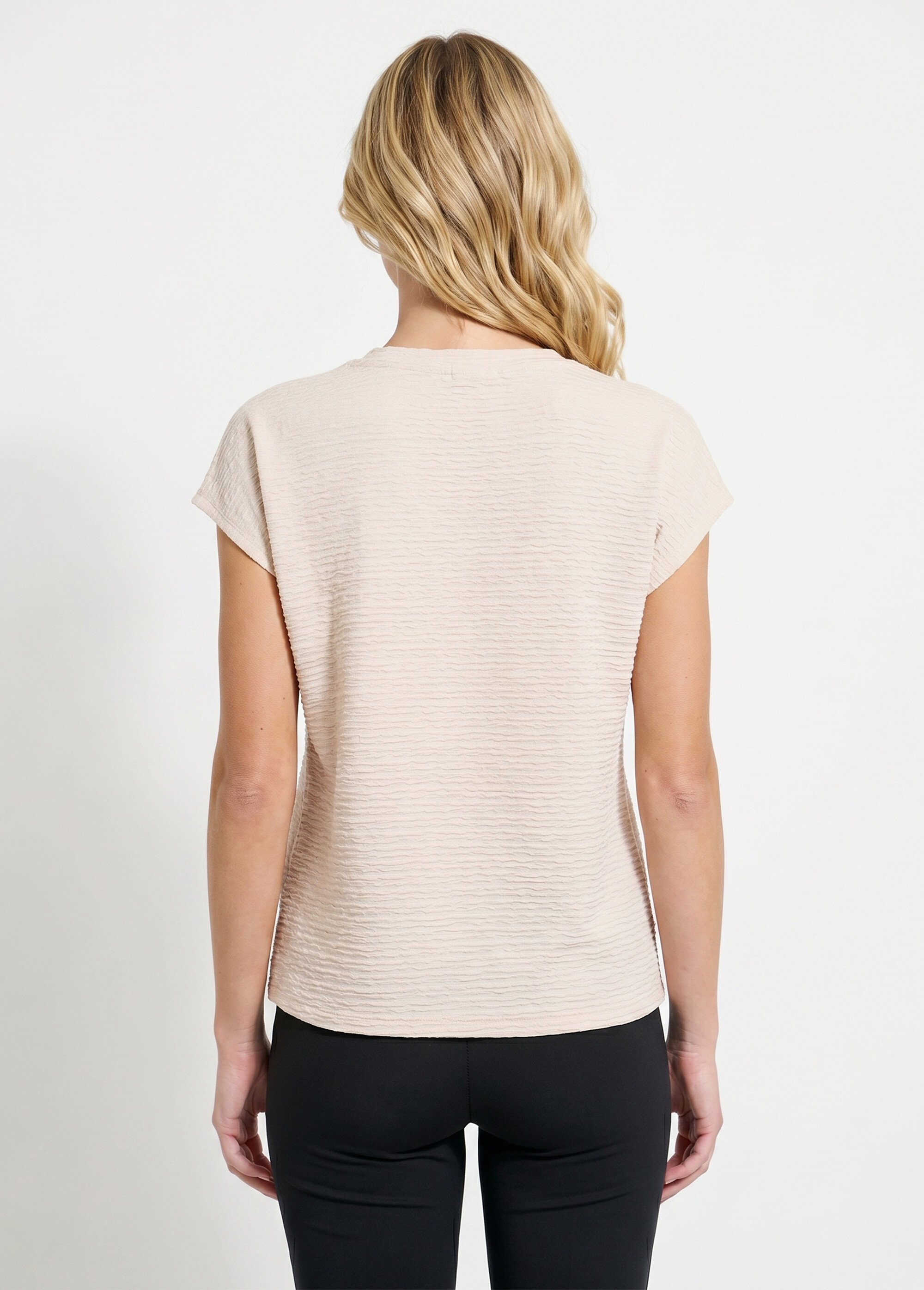 T-shirt col chemise uni manches courtes