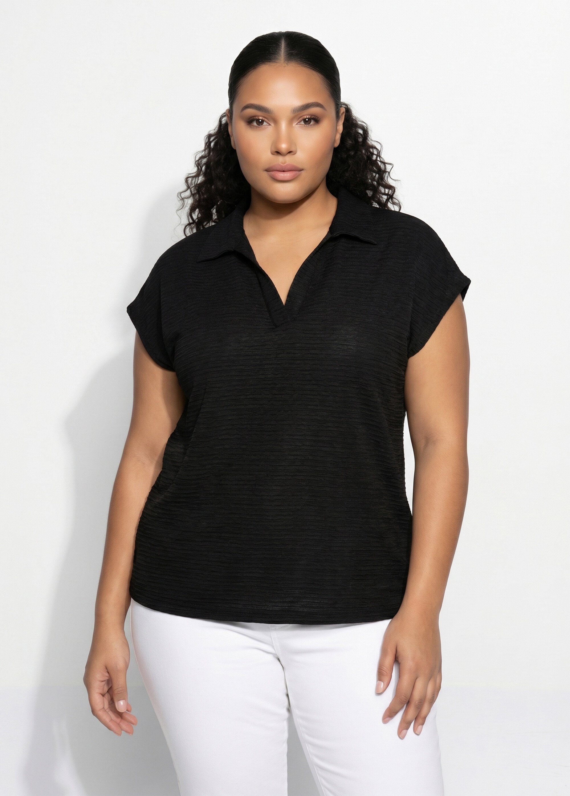 MOLERANI T-Shirt Femme Manches Longues Col Rond Plissé - Top Ample Confort Décontracté