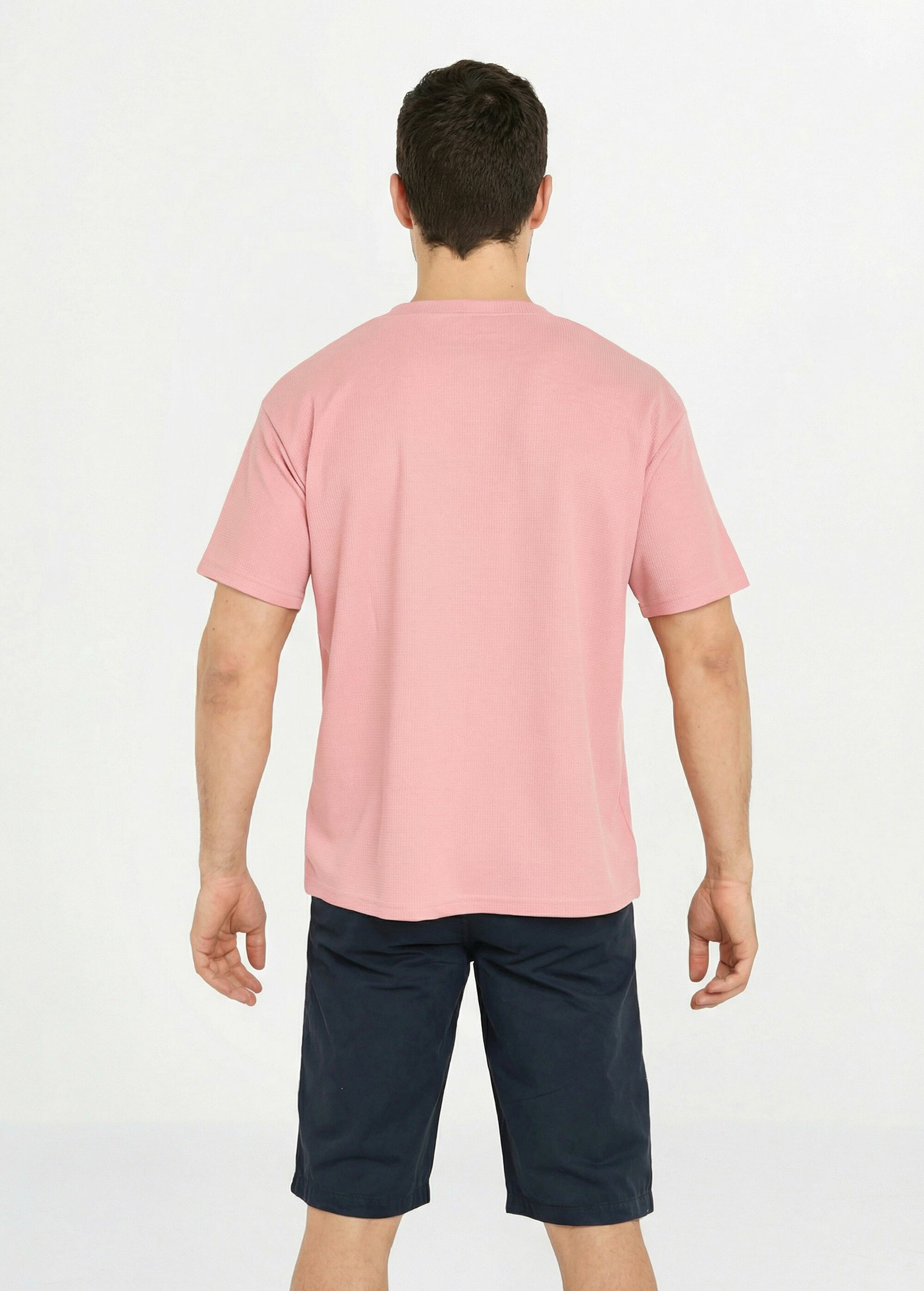 T-shirt maille texturée manches courtes Homme Rose DYLDS3565 DO1