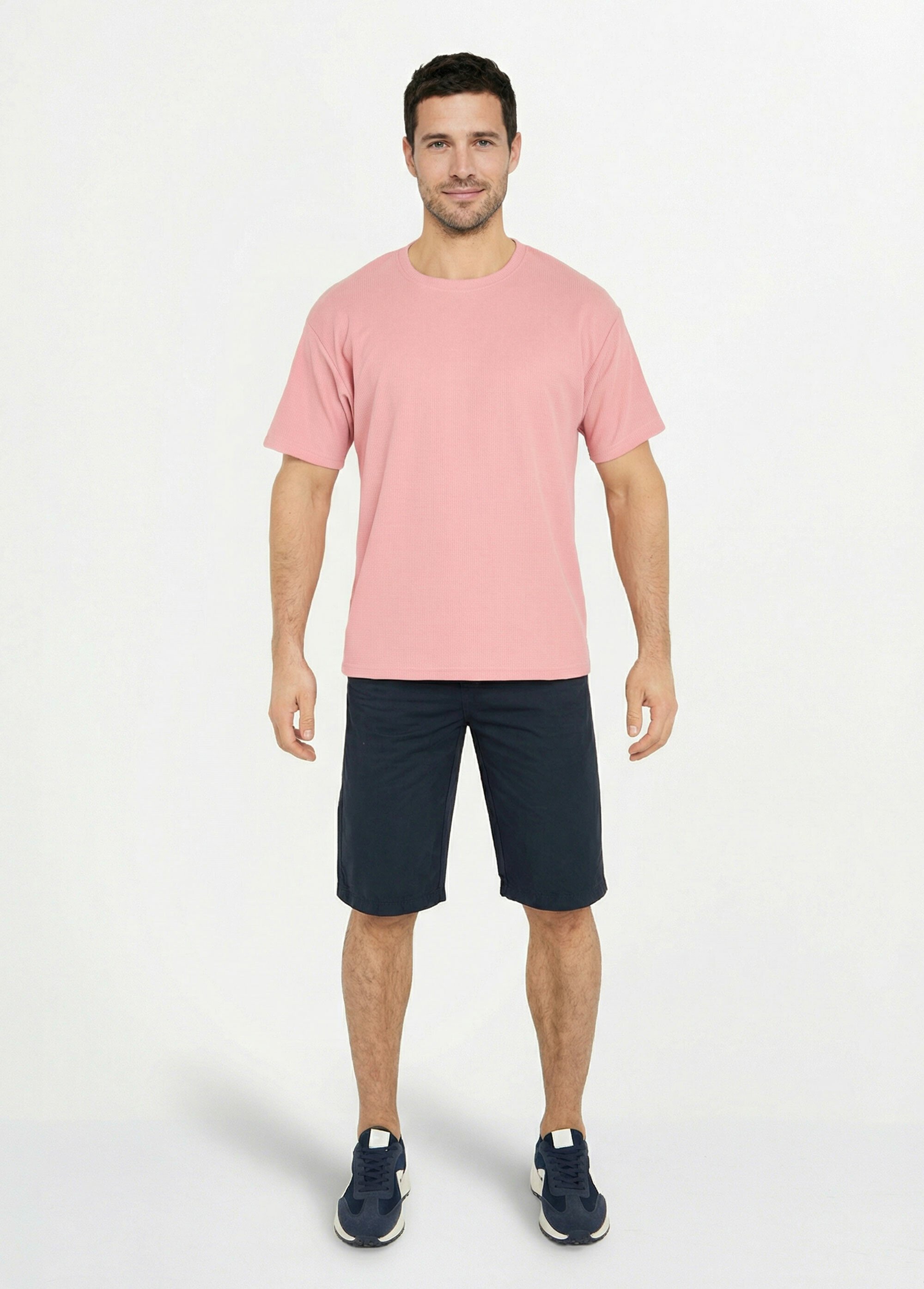 T-shirt maille texturée manches courtes Homme Rose DYLDS3565 SF1