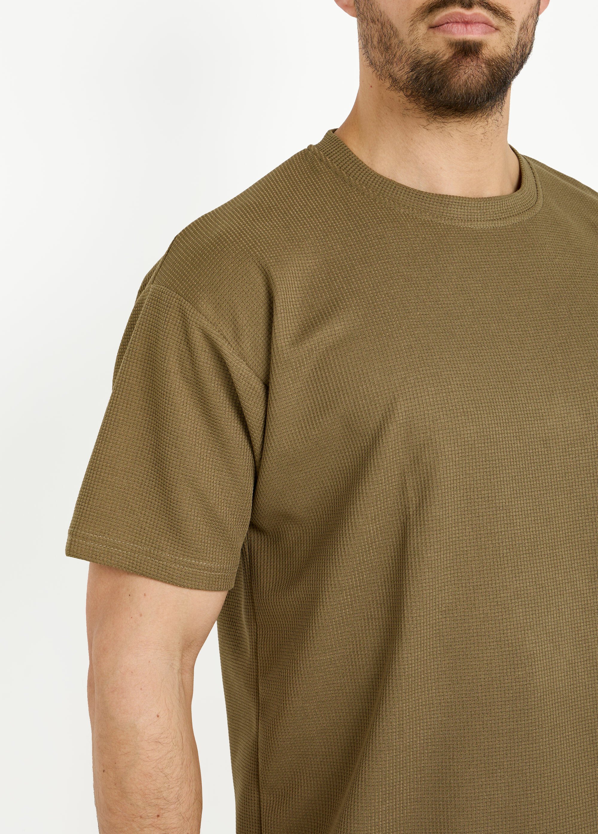 T-shirt maille texturée manches courtes Homme Vert DYLDS3565 DE1