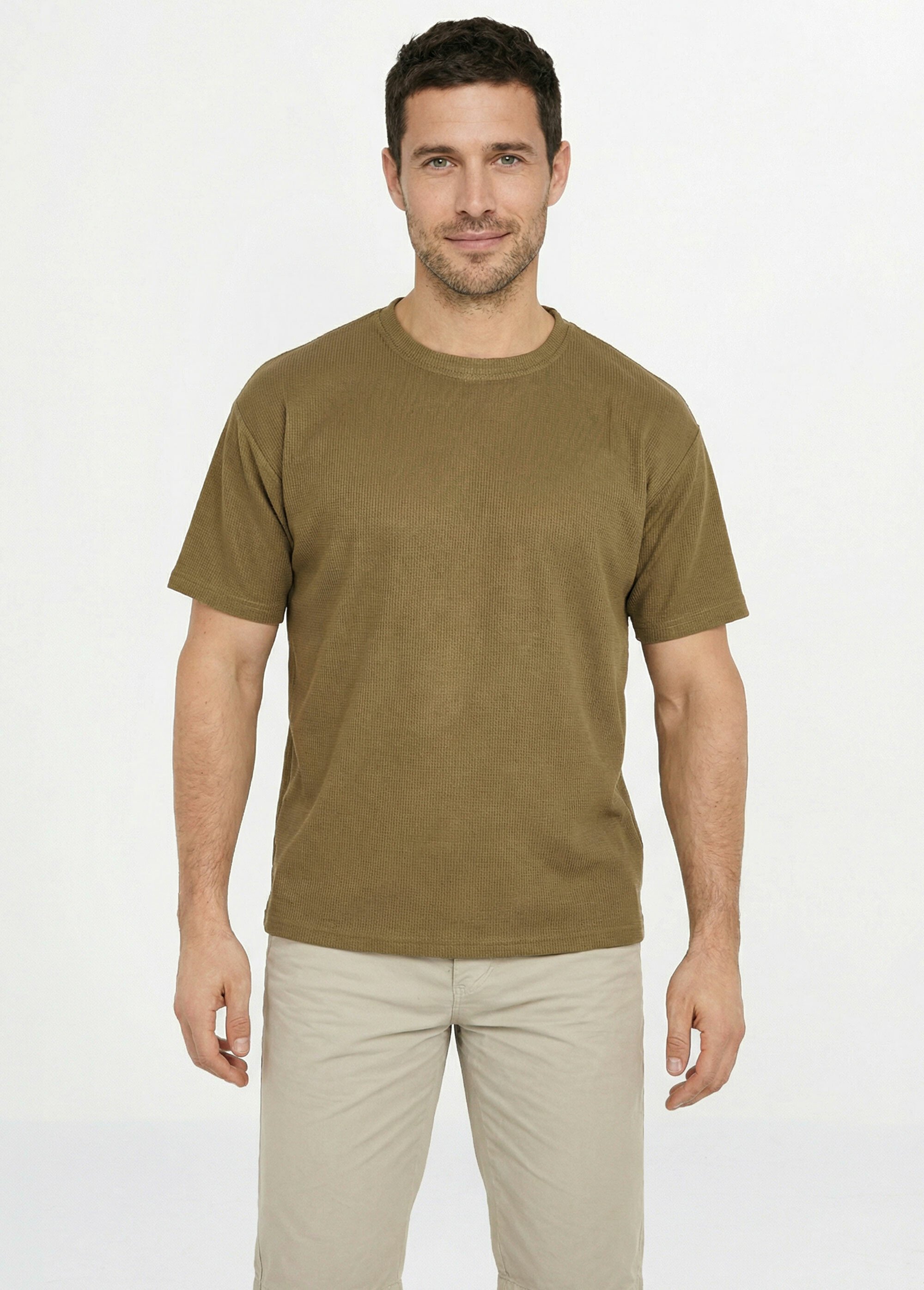 T-shirt maille texturée manches courtes Homme Vert DYLDS3565 FA1