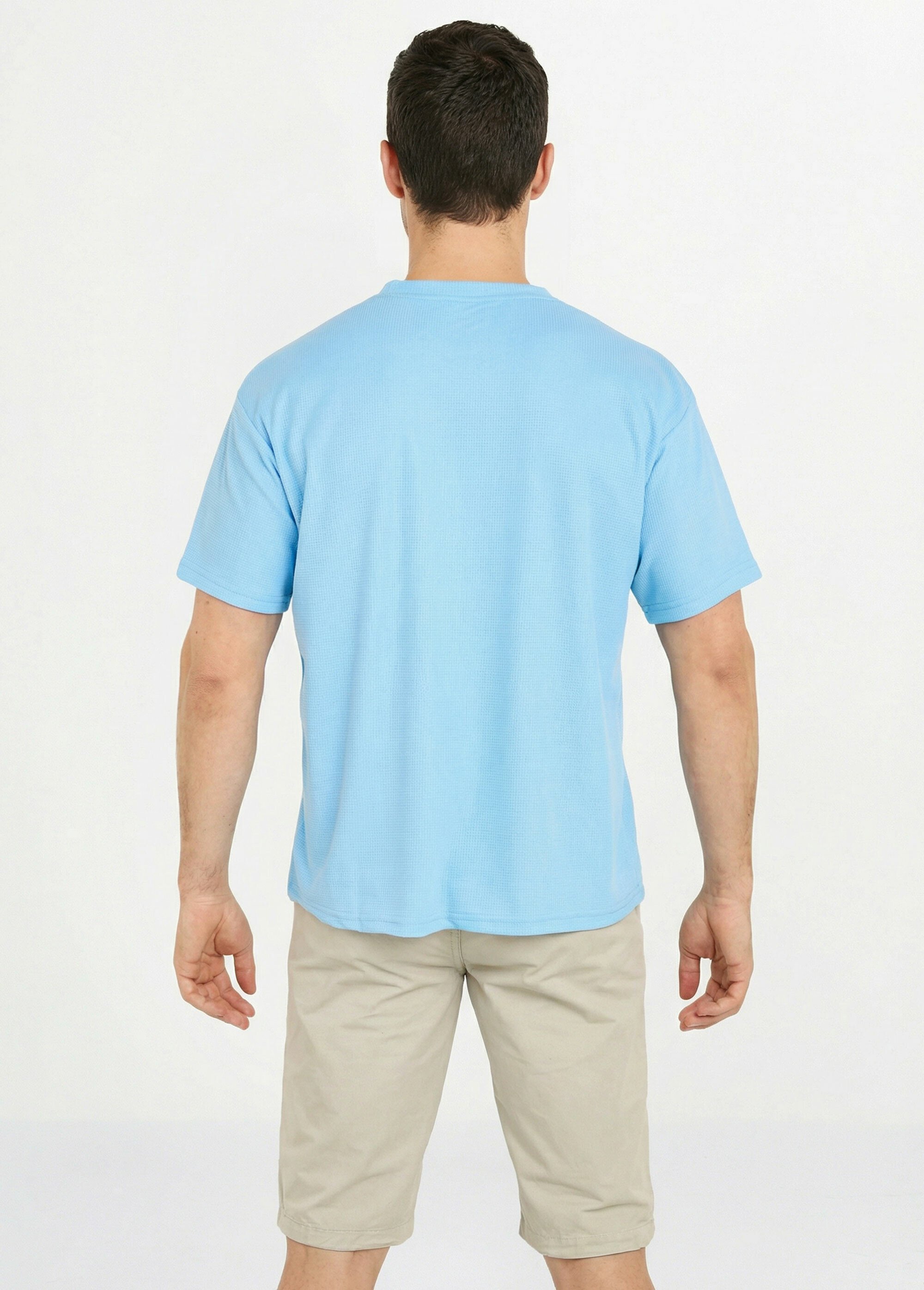 T-shirt maille texturée manches courtes Homme BLEU CIEL DYLDS3565 DO1