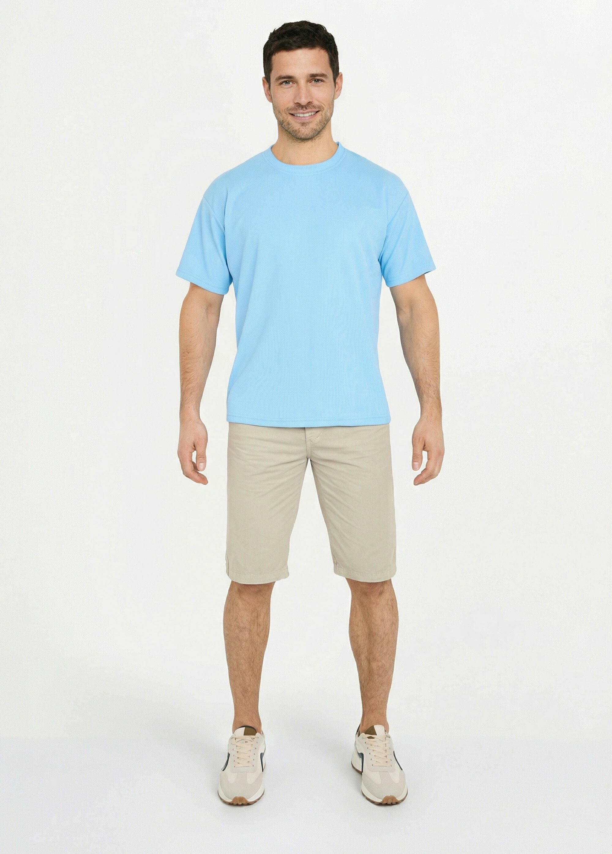 T-shirt maille texturée manches courtes Homme BLEU CIEL DYLDS3565 SF1