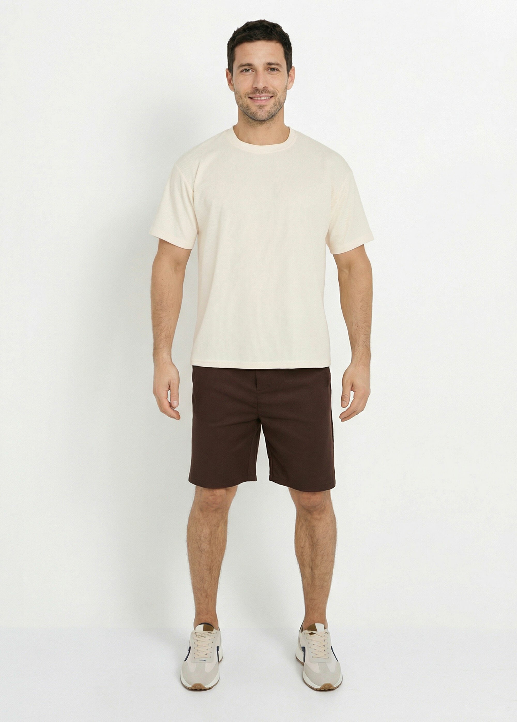 T-shirt maille texturée manches courtes Homme Beige DYLDS3565 SF1