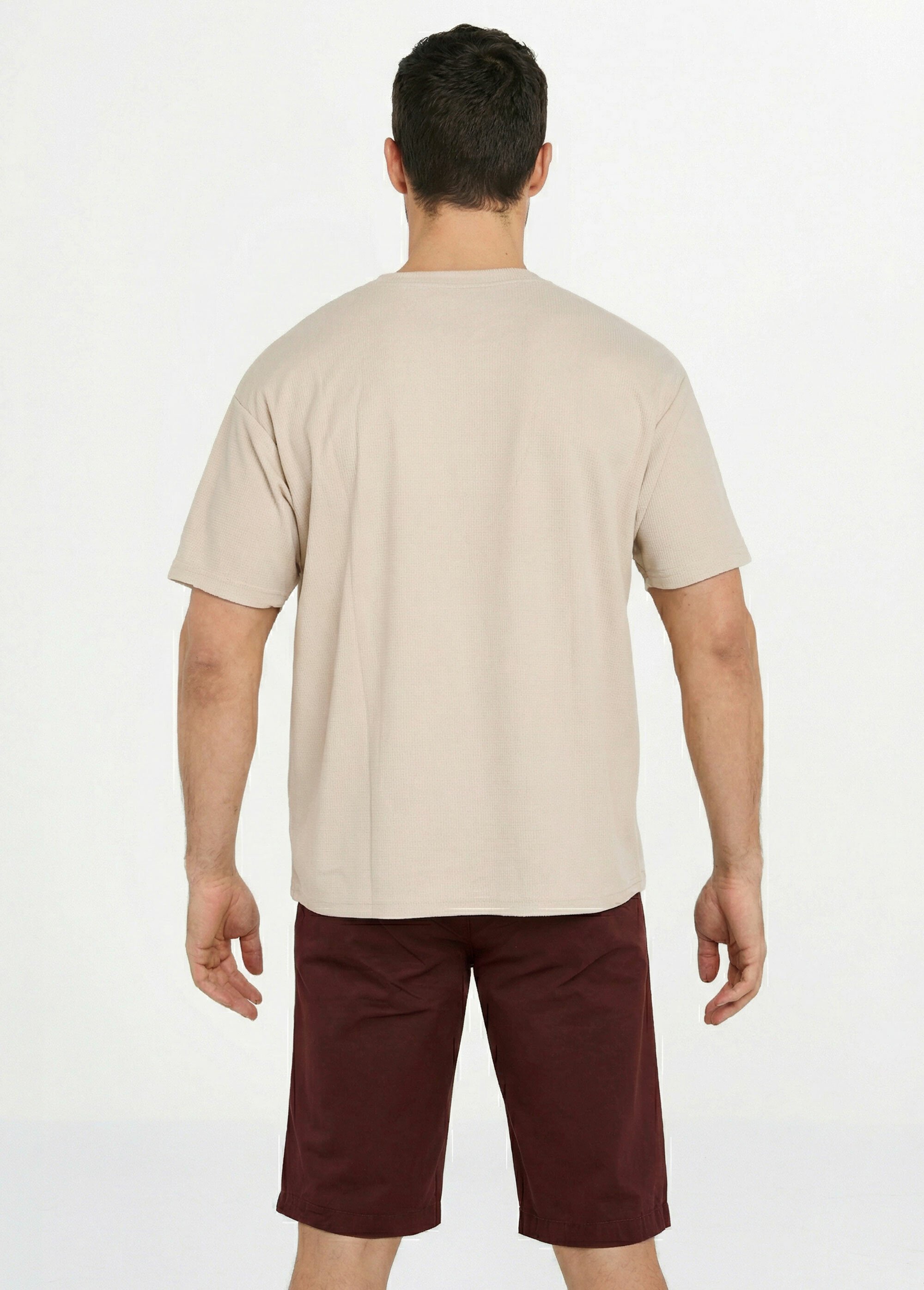 T-shirt maille texturée manches courtes Homme Marron DYLDS3565 DO1