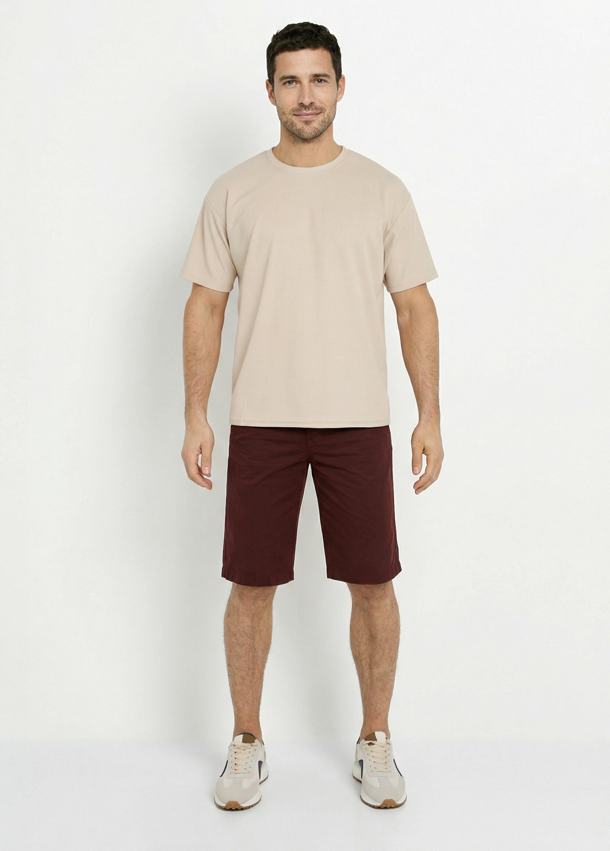 T-shirt maille texturée manches courtes Homme Marron DYLDS3565 SF1