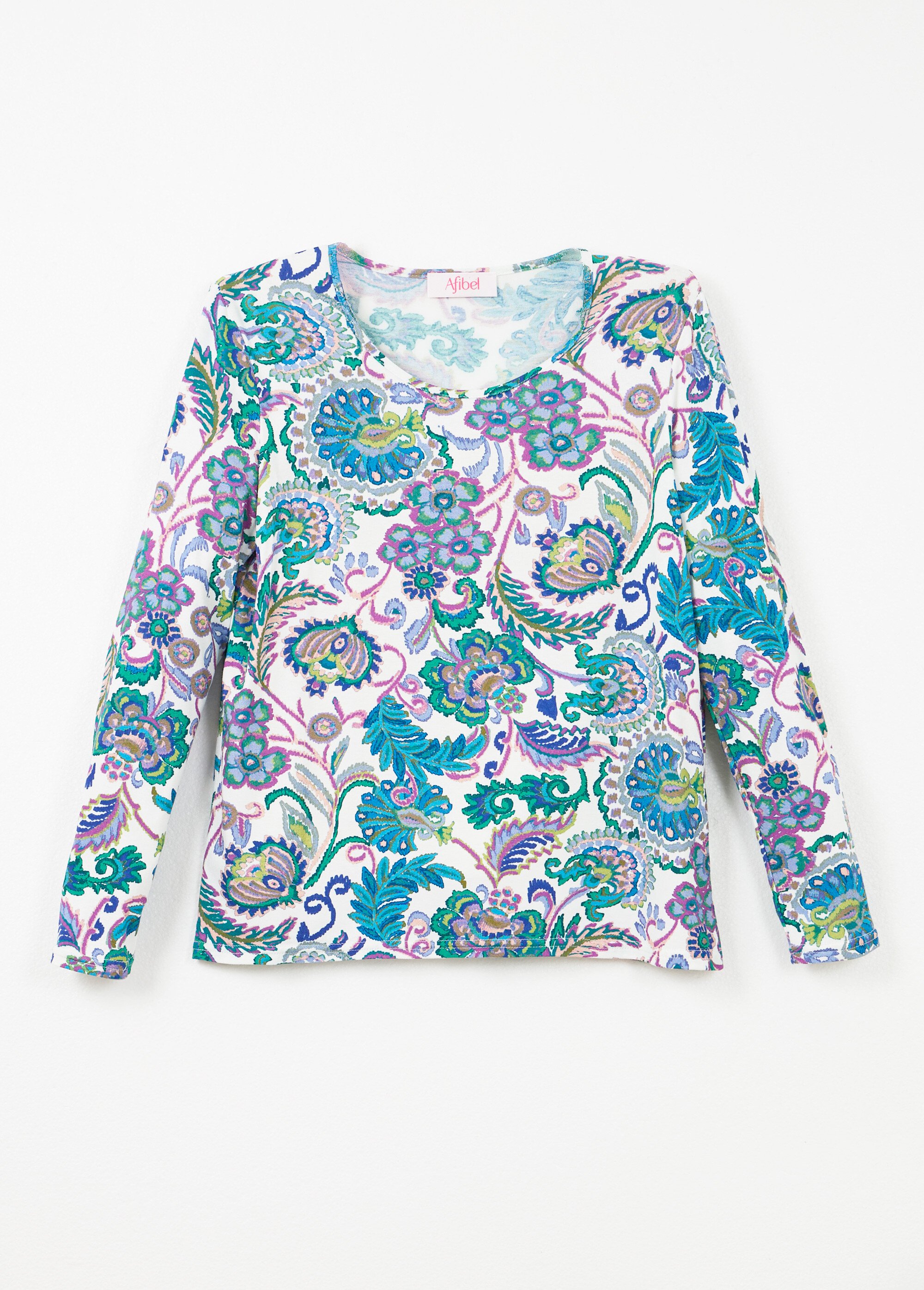 T-shirt manches longues imprimé pastel Femme FOND ECRU CAMALIA AP1