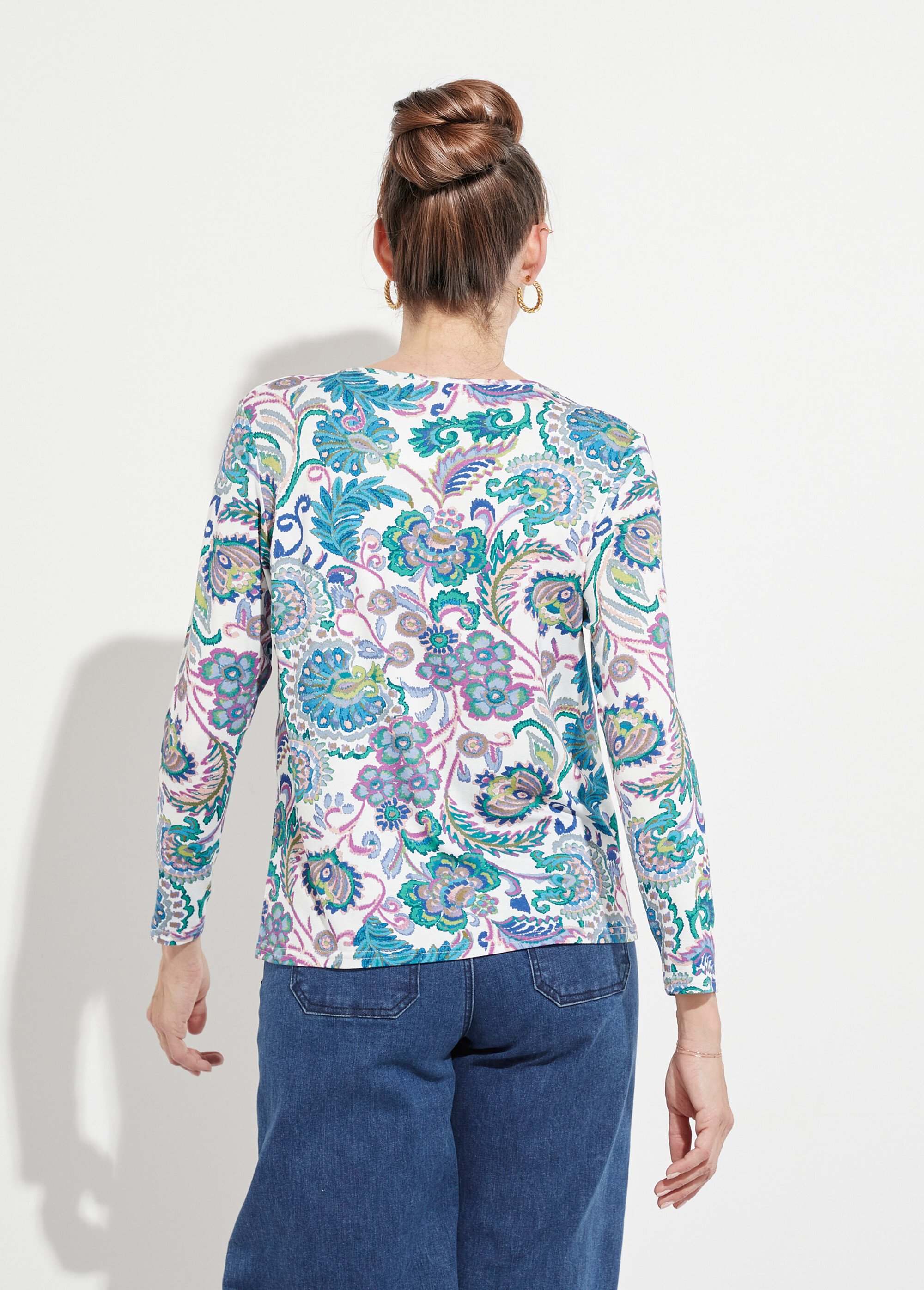 T-shirt manches longues imprimé pastel Femme FOND ECRU CAMALIA DO1