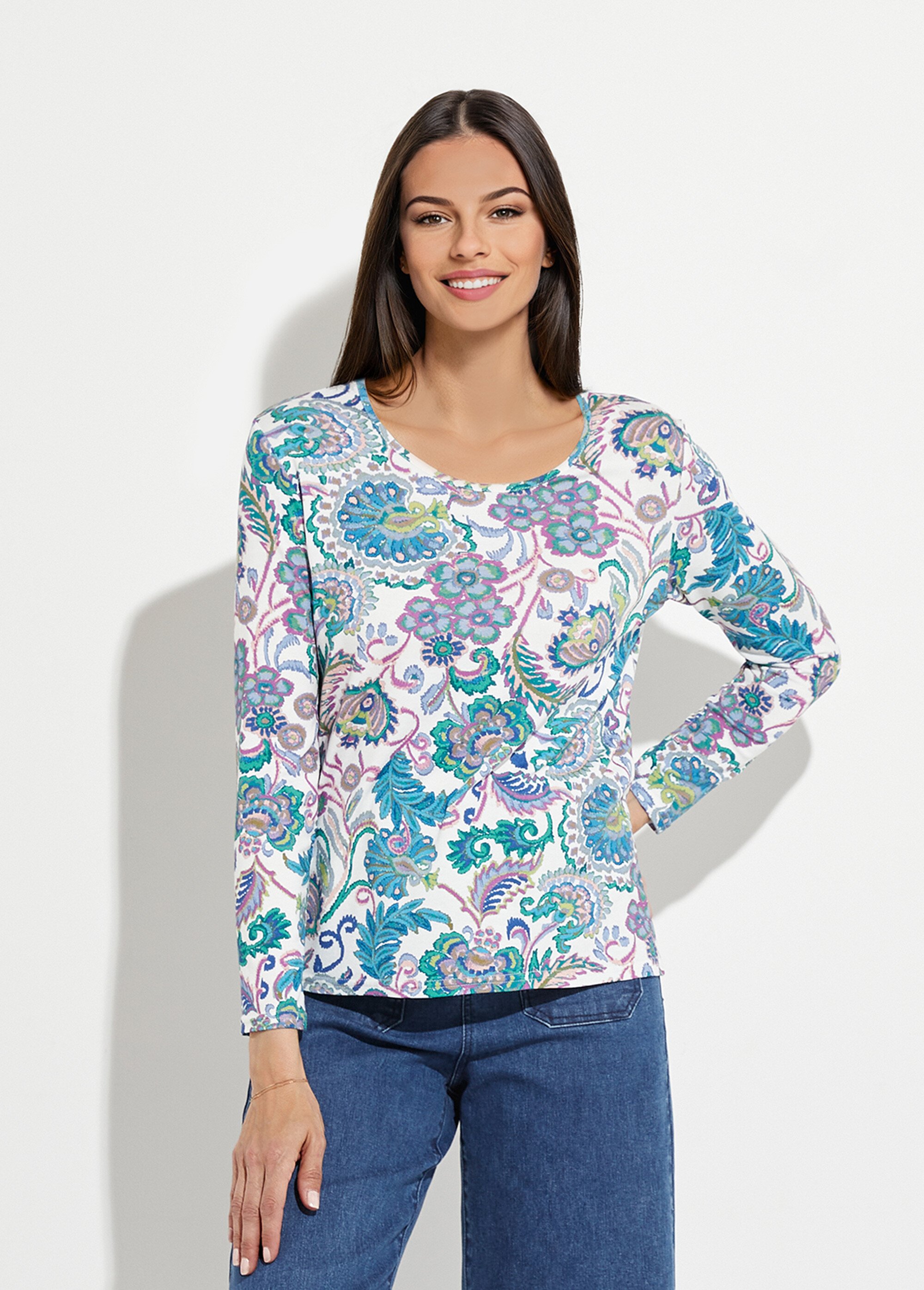 T-shirt manches longues imprimé pastel Femme FOND ECRU CAMALIA FA1