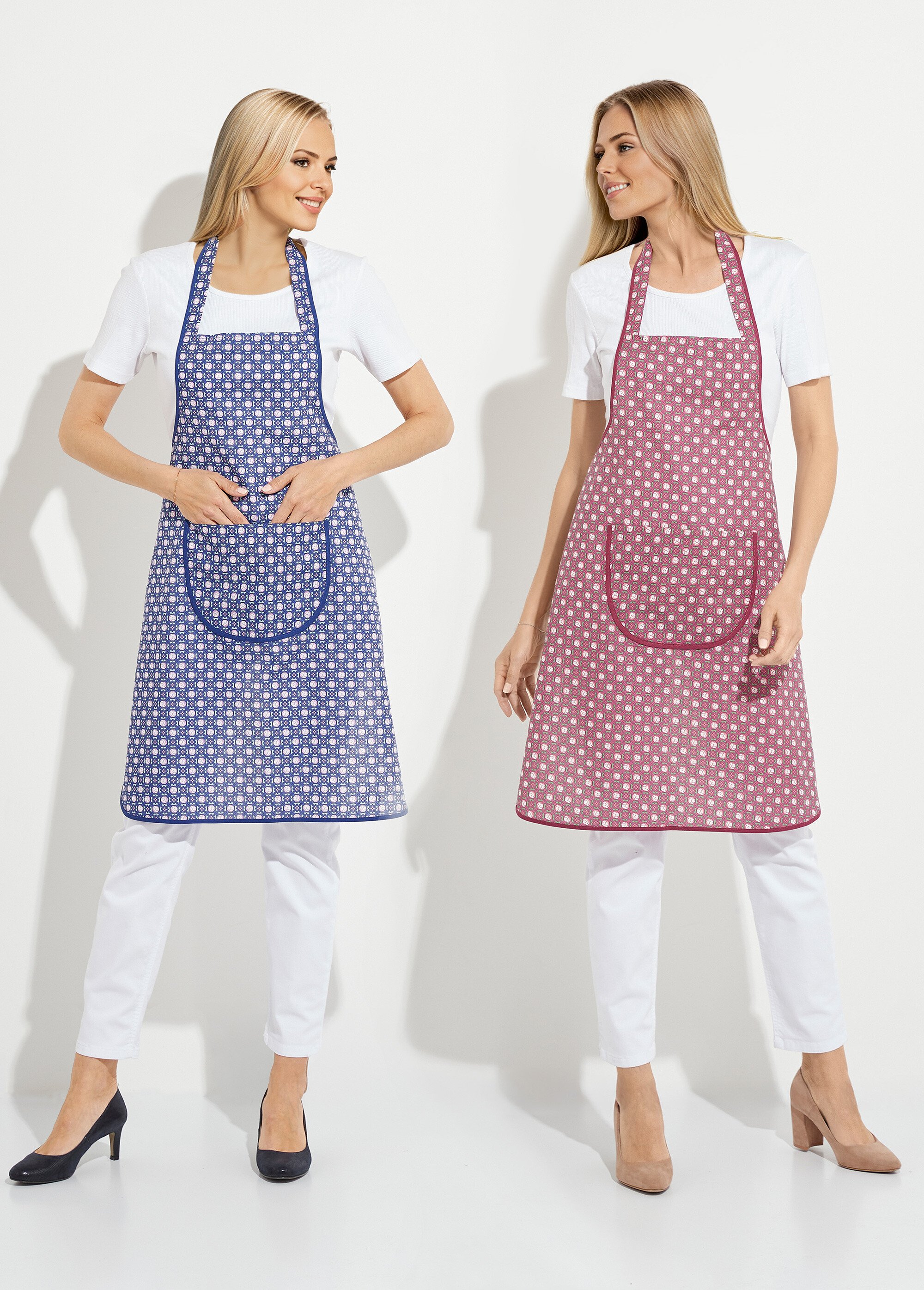 Tabliers bavette imprimés coton - lot de 2 Femme LOT ROSE AUSTRALIE FA1