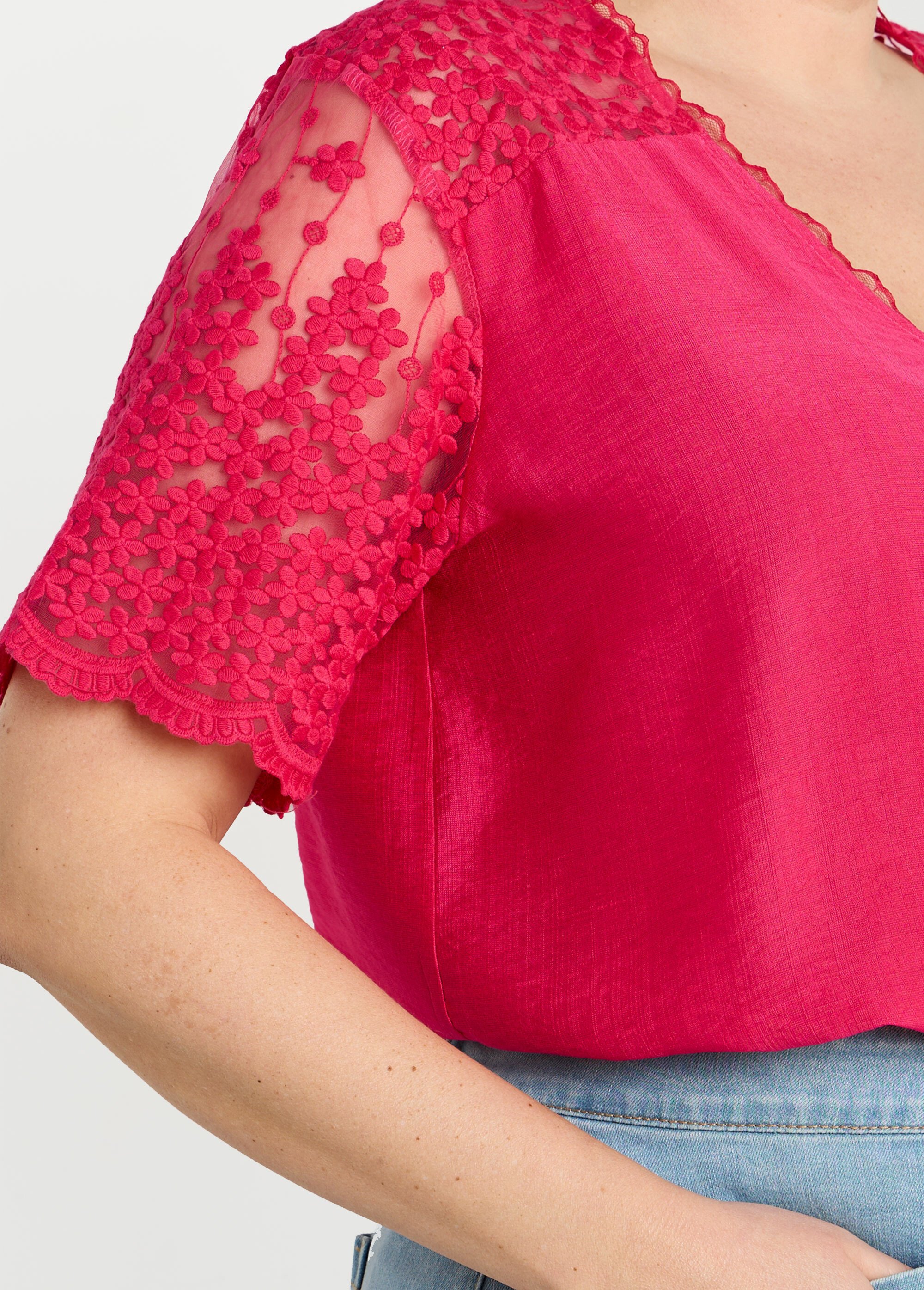 Blouse dos en dentelle + détail goutte
