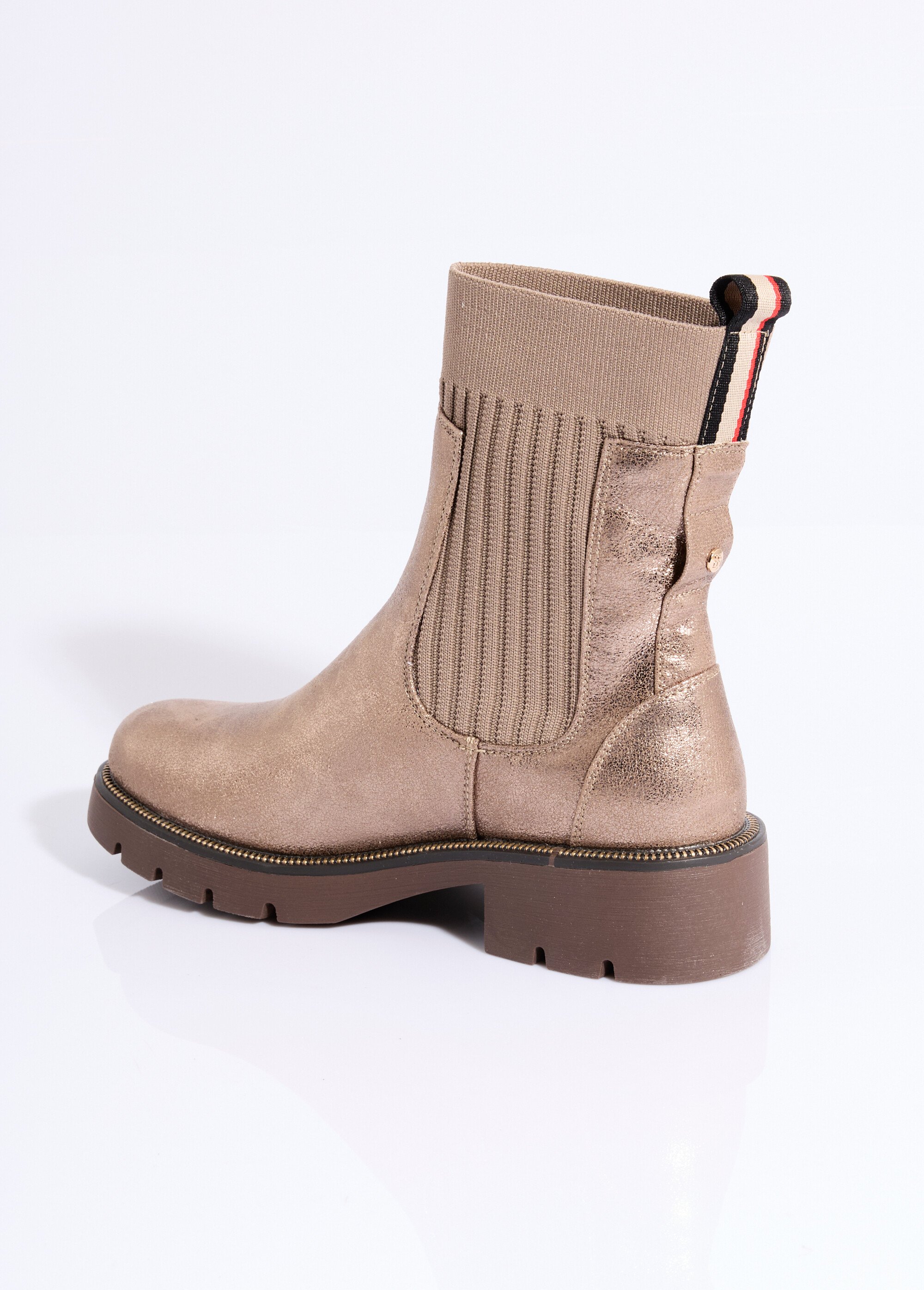 Boots crantées hautes façon chaussettes Femme Marron ERYM-801 DE1