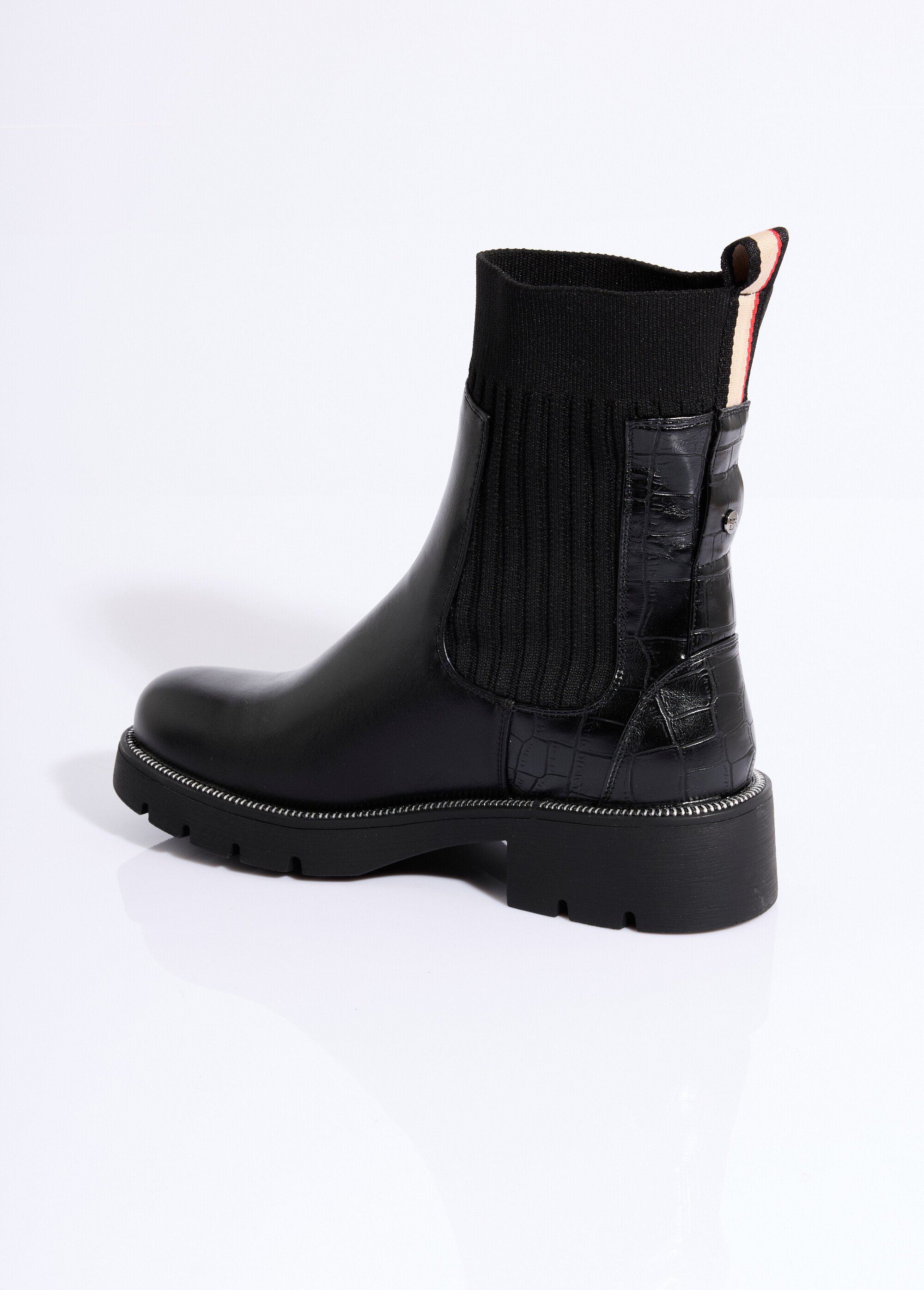 Boots crantées hautes façon chaussettes Femme Noir ERYM-801 DO1