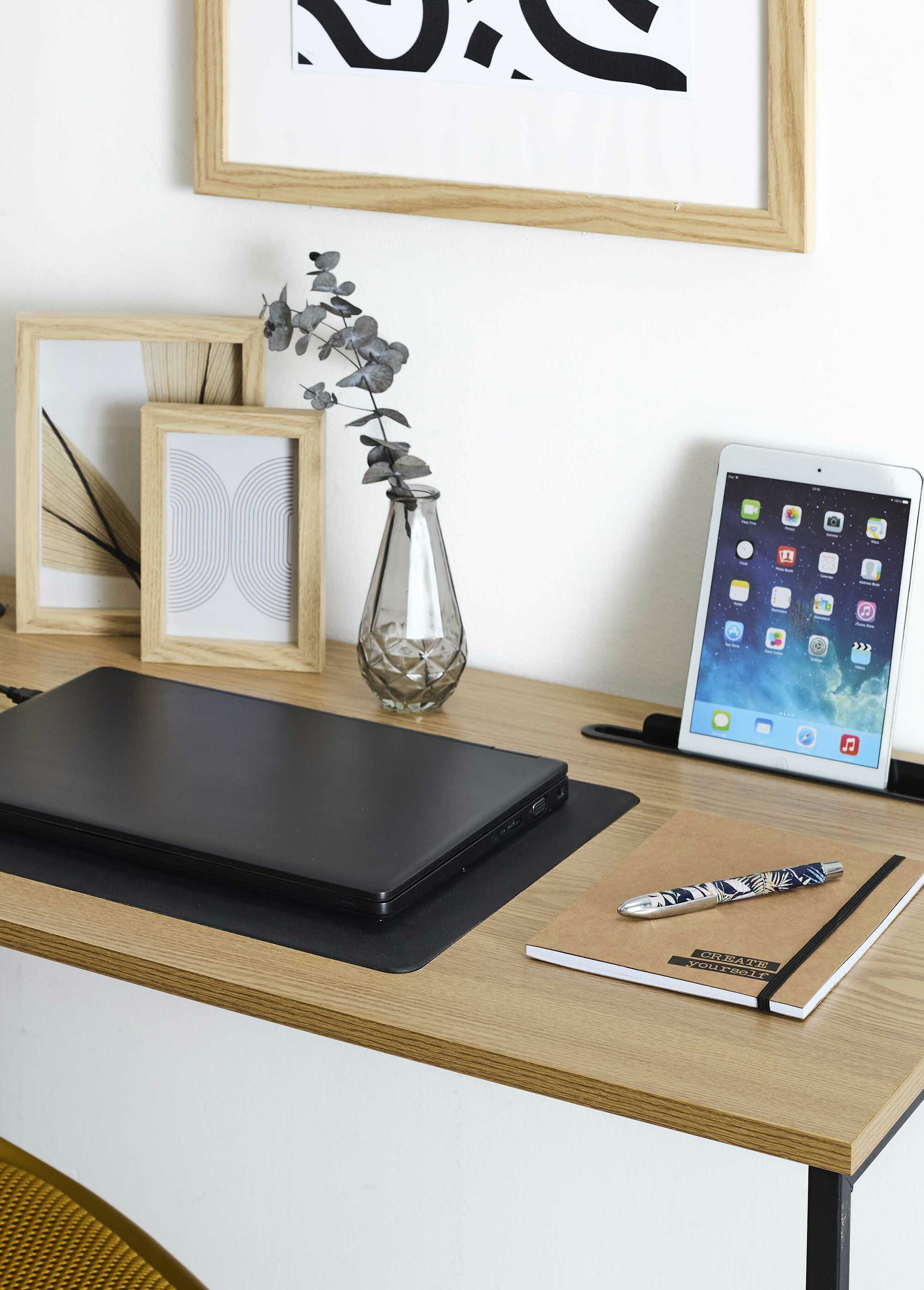 Bureau épuré, métal et plateau bois MARRON CMP-HD0486 SI1