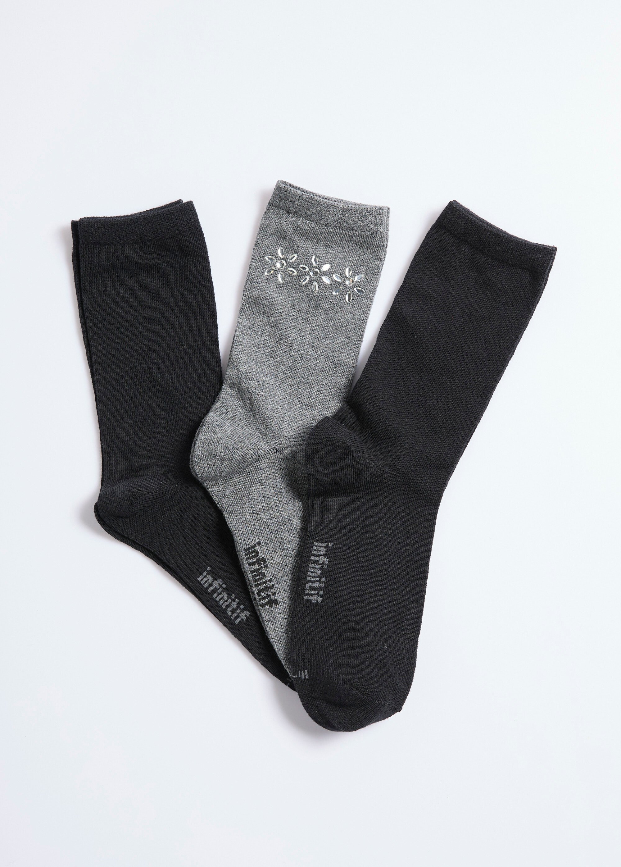 Chaussettes, avec fleurs strass
