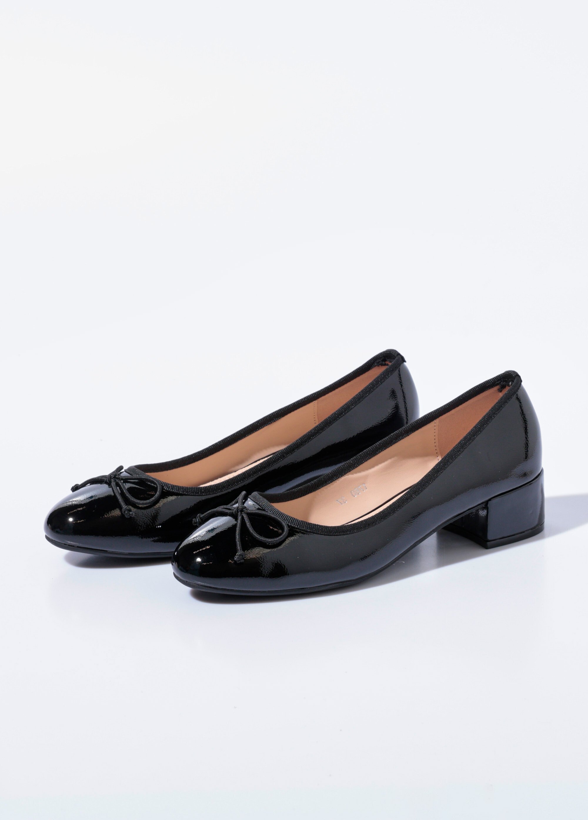 Escarpins ballerines à talon vernies chic Femme Noir SEA1760 DE1