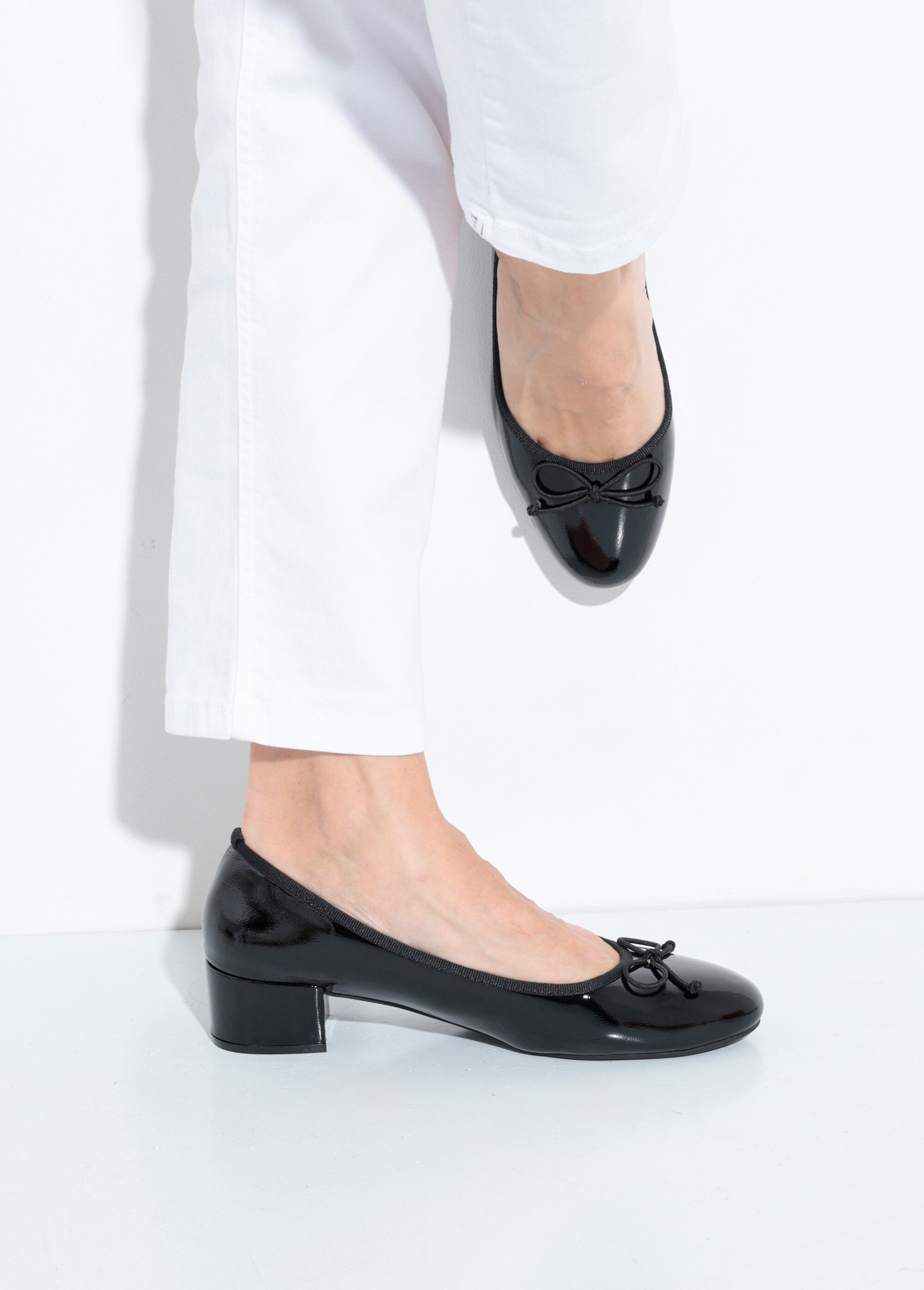 Escarpins ballerines à talon vernies chic Femme Noir SEA1760 SI1