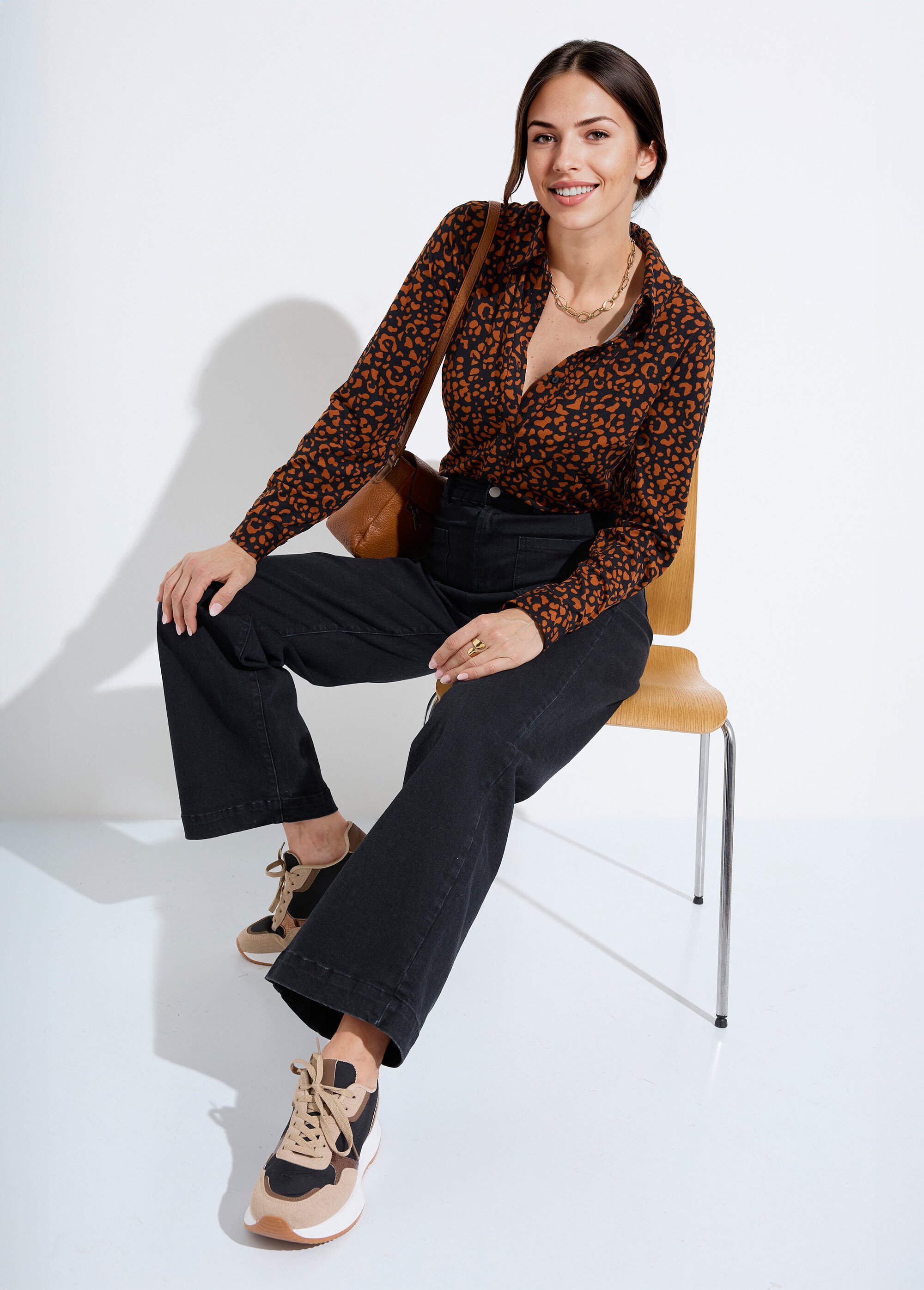 Chemisier maille chaude imprimé peau de bête