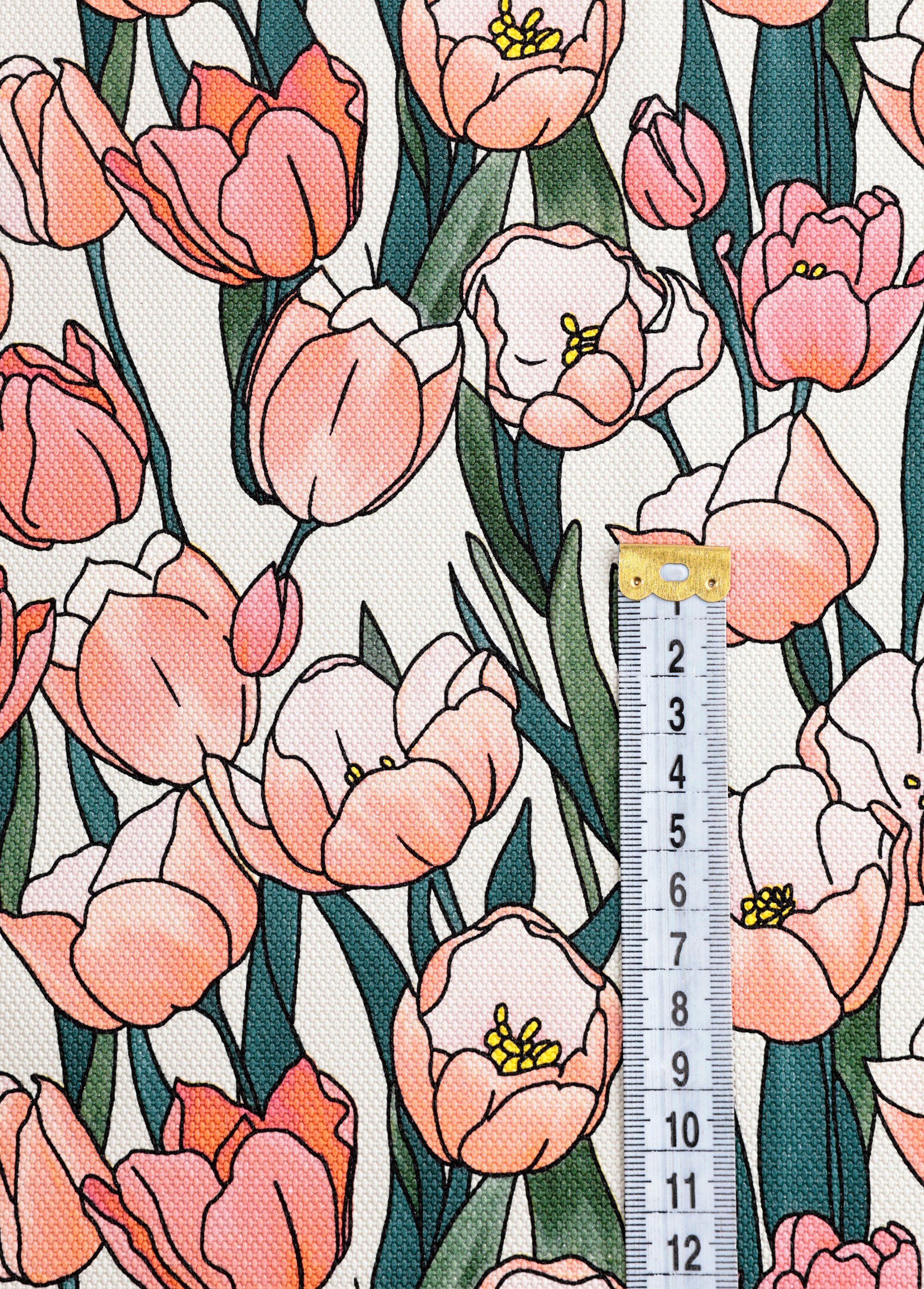 Coupon déco tissu plastifié tulipes