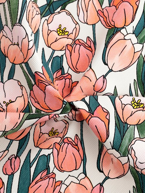 Coupon déco tissu plastifié tulipes ORANGE COT81234 FA1