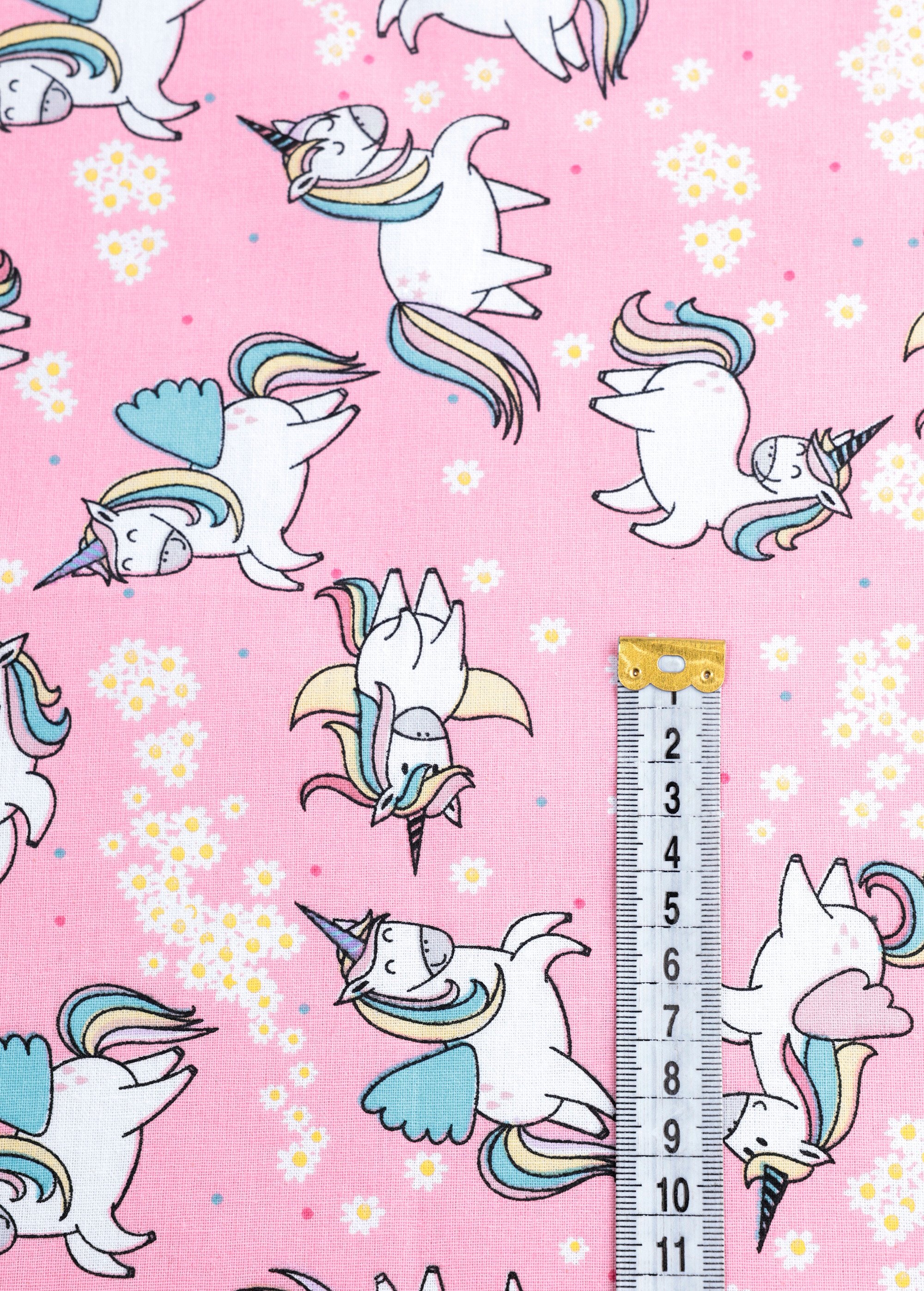 Coupon tissu déco kids licornes 0,5x1,5m ROSE COT44025 DE1