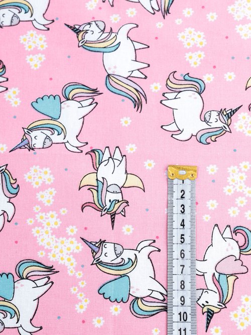 Coupon tissu déco kids licornes 0,5x1,5m ROSE COT44025 DE1