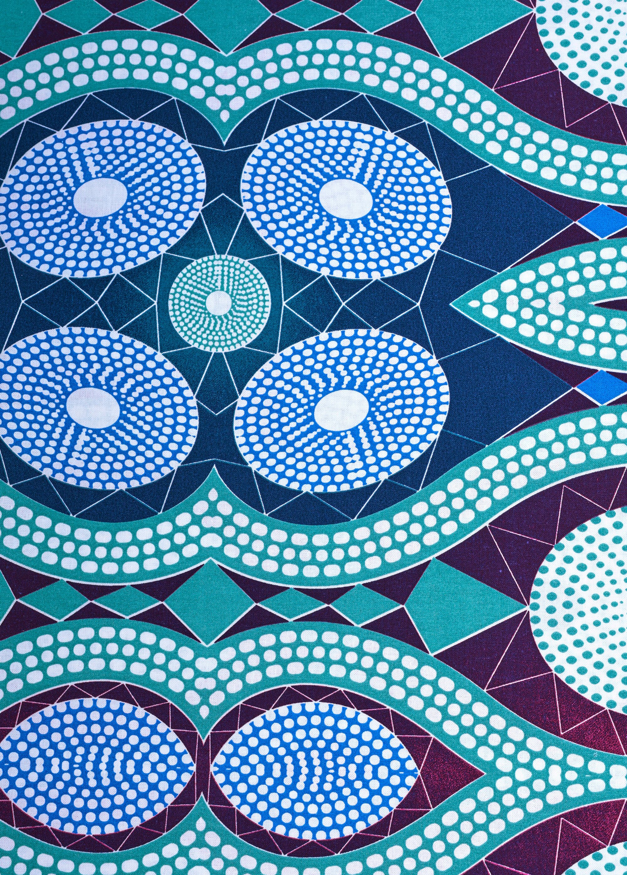 Coupon tissu ethnique Wax VT, 0,5x1,5m VERT COT50893 DE2