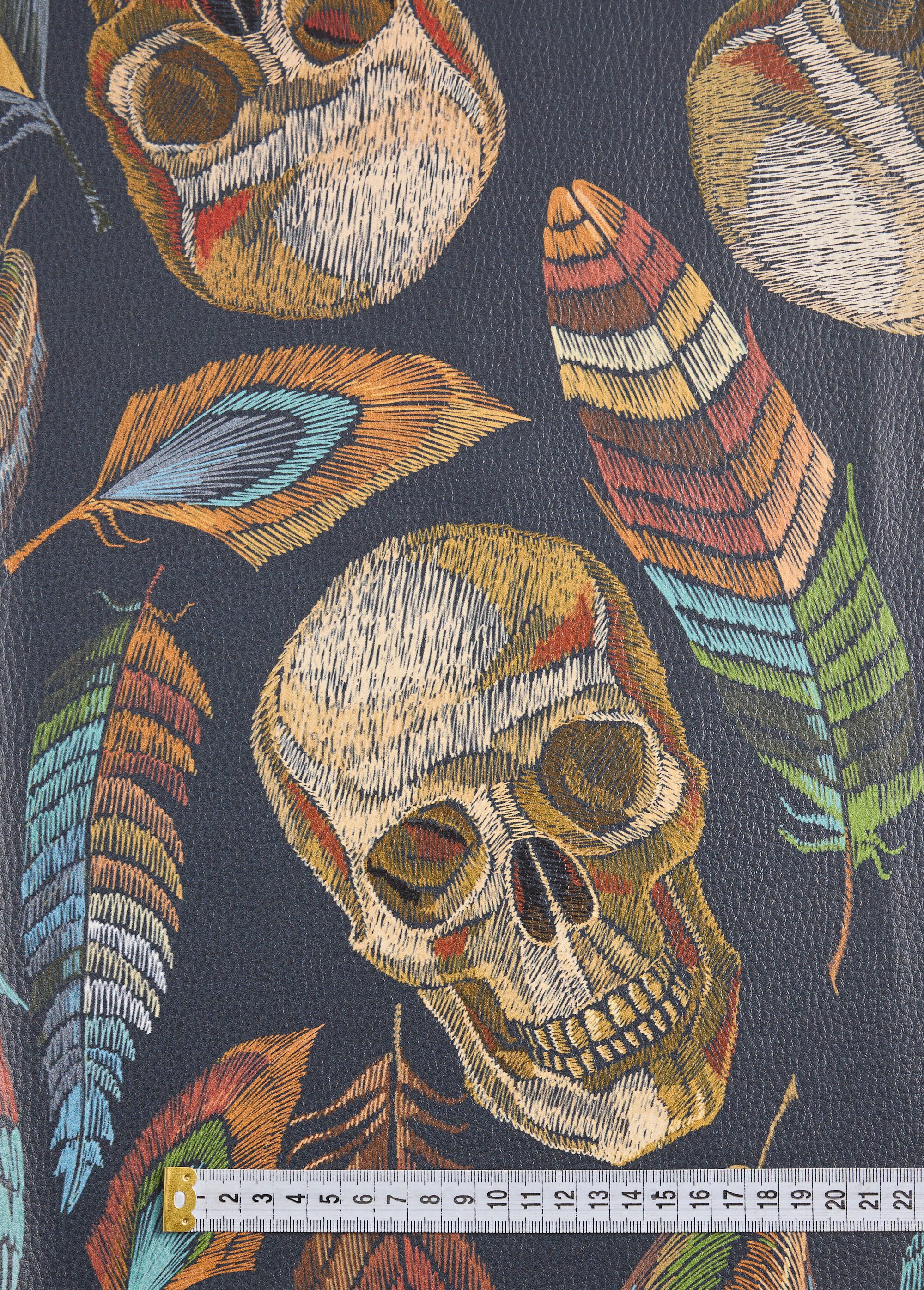 Coupon tissu simili cuir motifs crayonnés NOIR COT117361 DE1