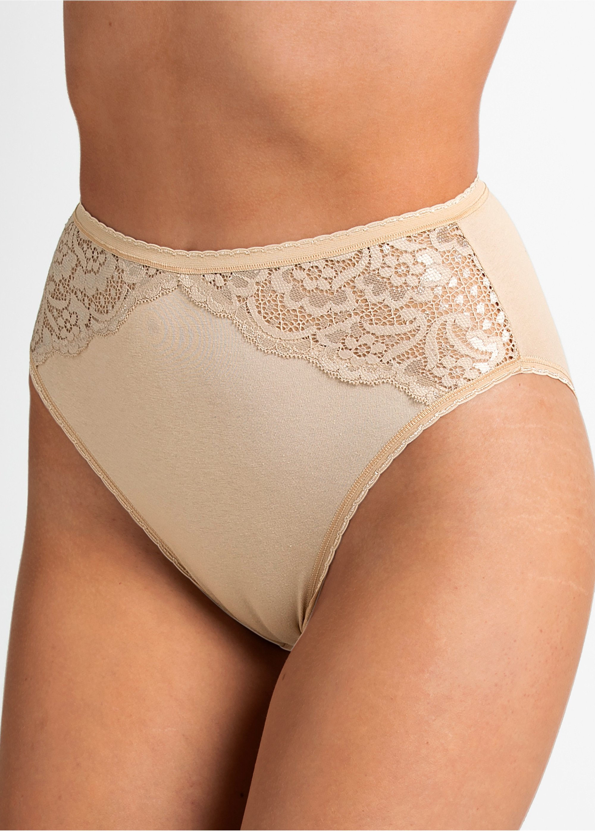 Culotte échancrée dentelle coton - lot de 3 Femme Rose DOUGLAS FA2
