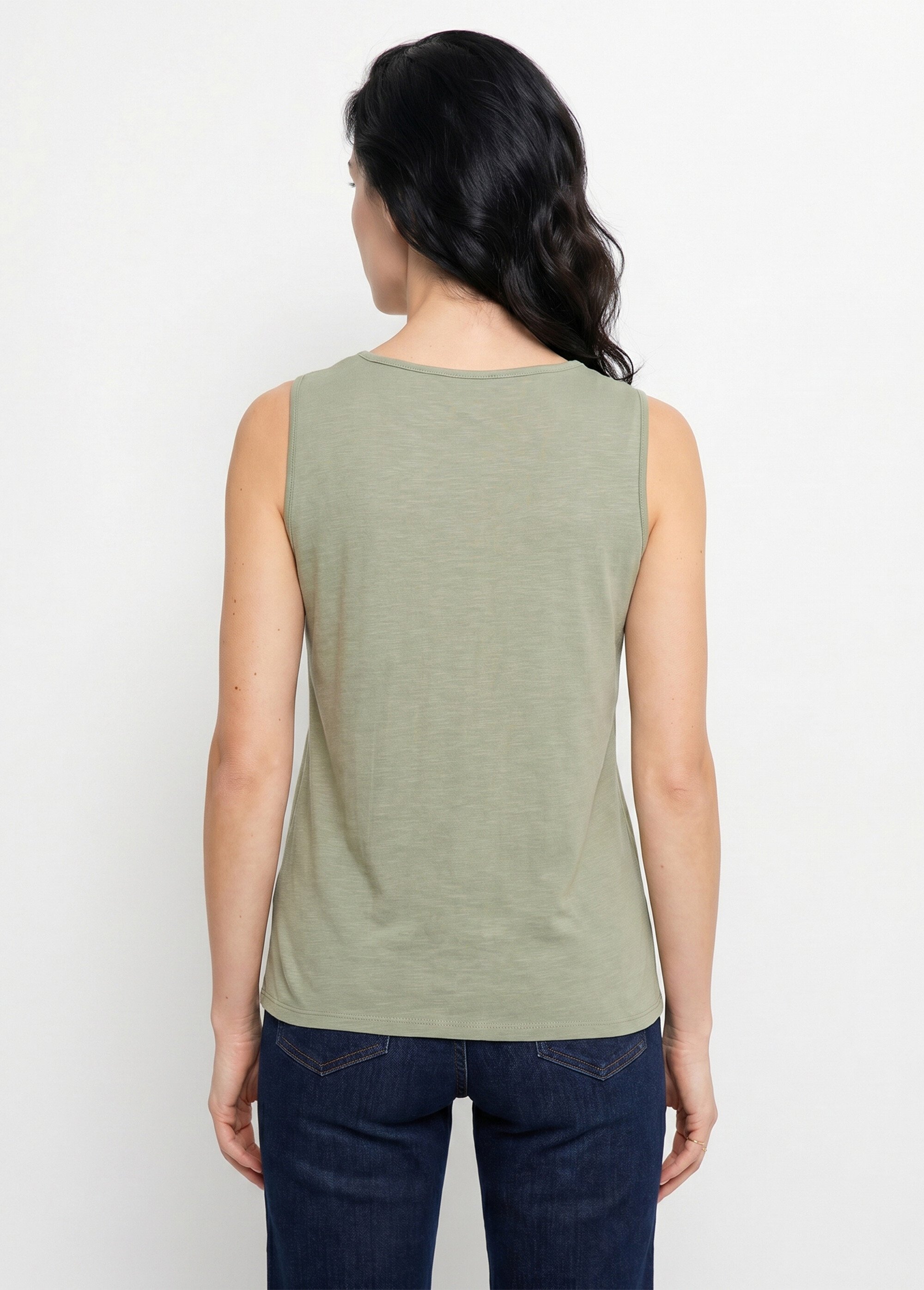 Débardeur court maille flammée coton Femme Vert CERETTO DO1