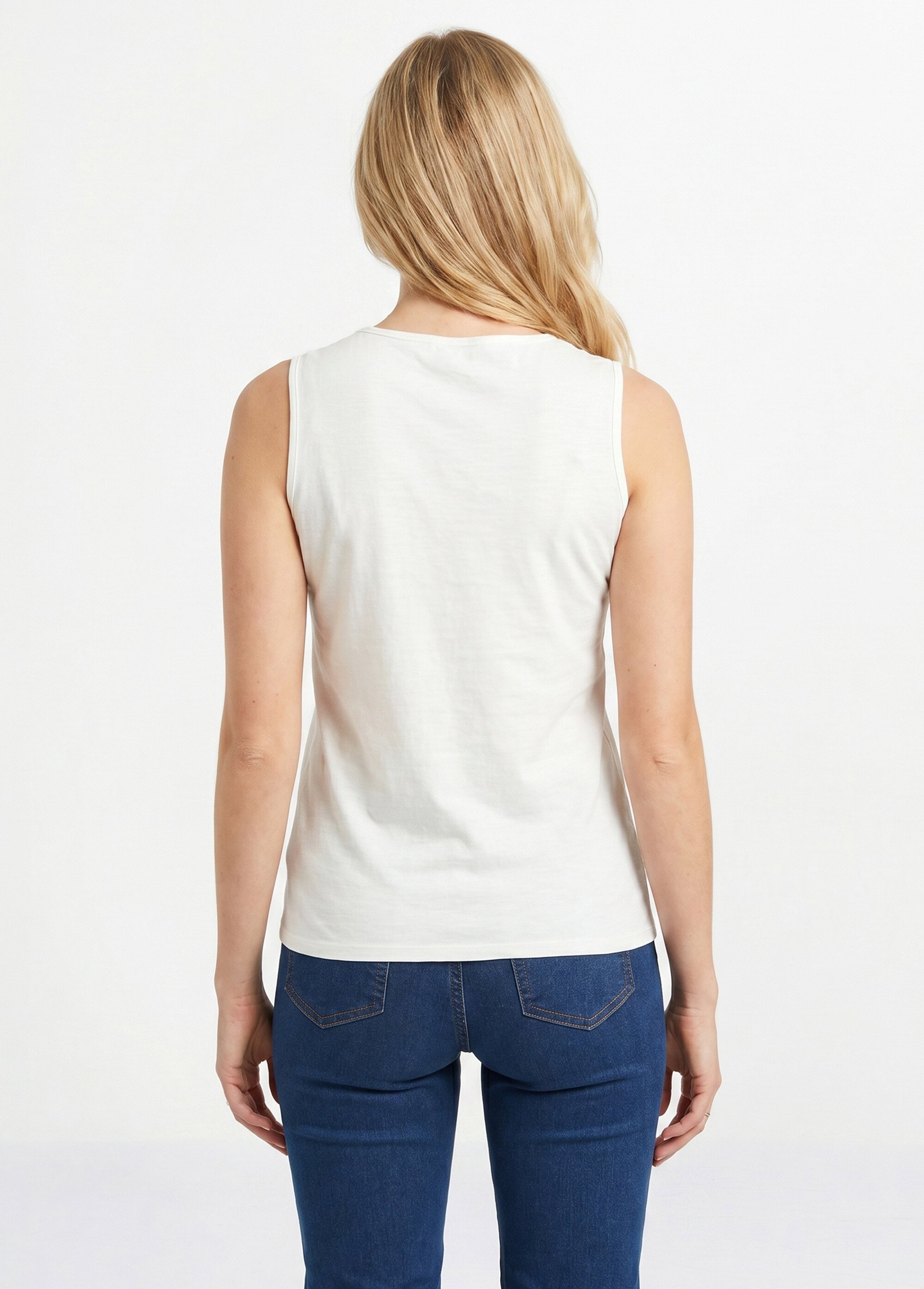Débardeur court maille flammée coton Femme Blanc CERETTO DO1