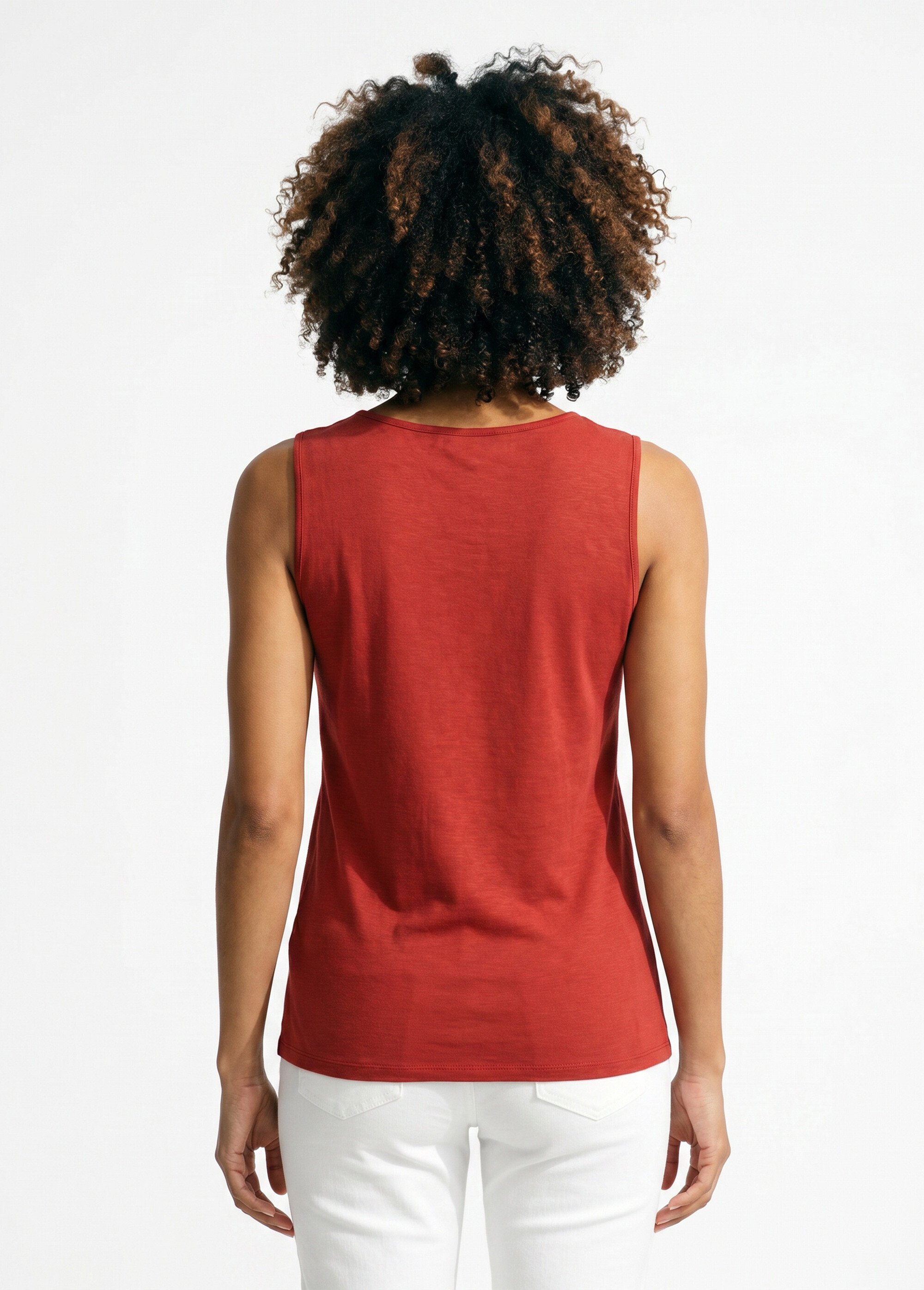 Débardeur court maille flammée coton Femme Rouge CERETTO DO1