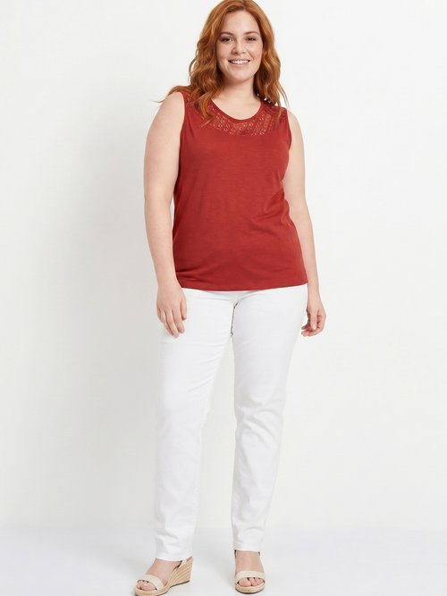 Débardeur court maille flammée coton Femme Grande Taille Rouge CERETTO SI1