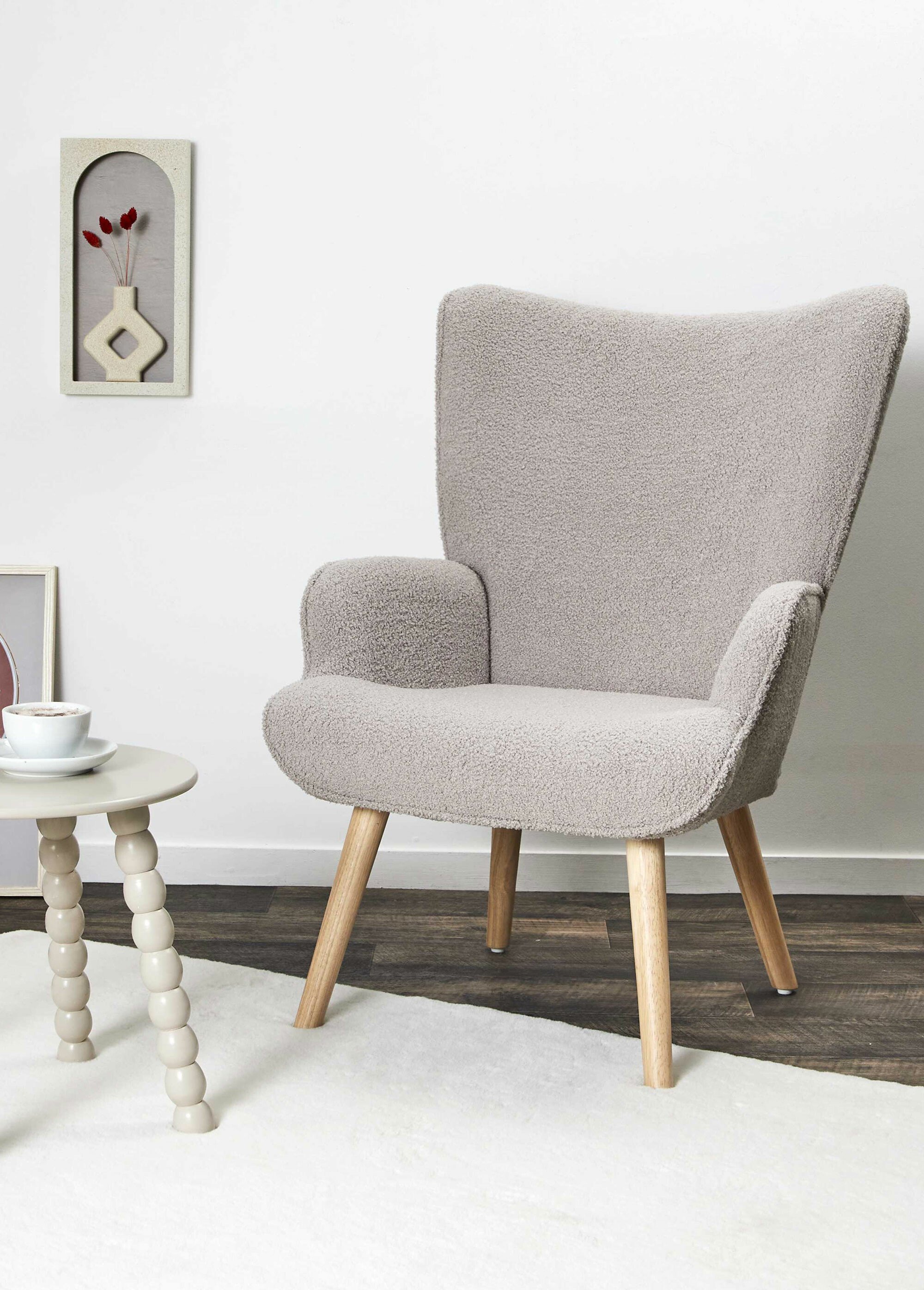 Fauteuil large maille bouclette clair MARRON CMP-HD0487 SI1